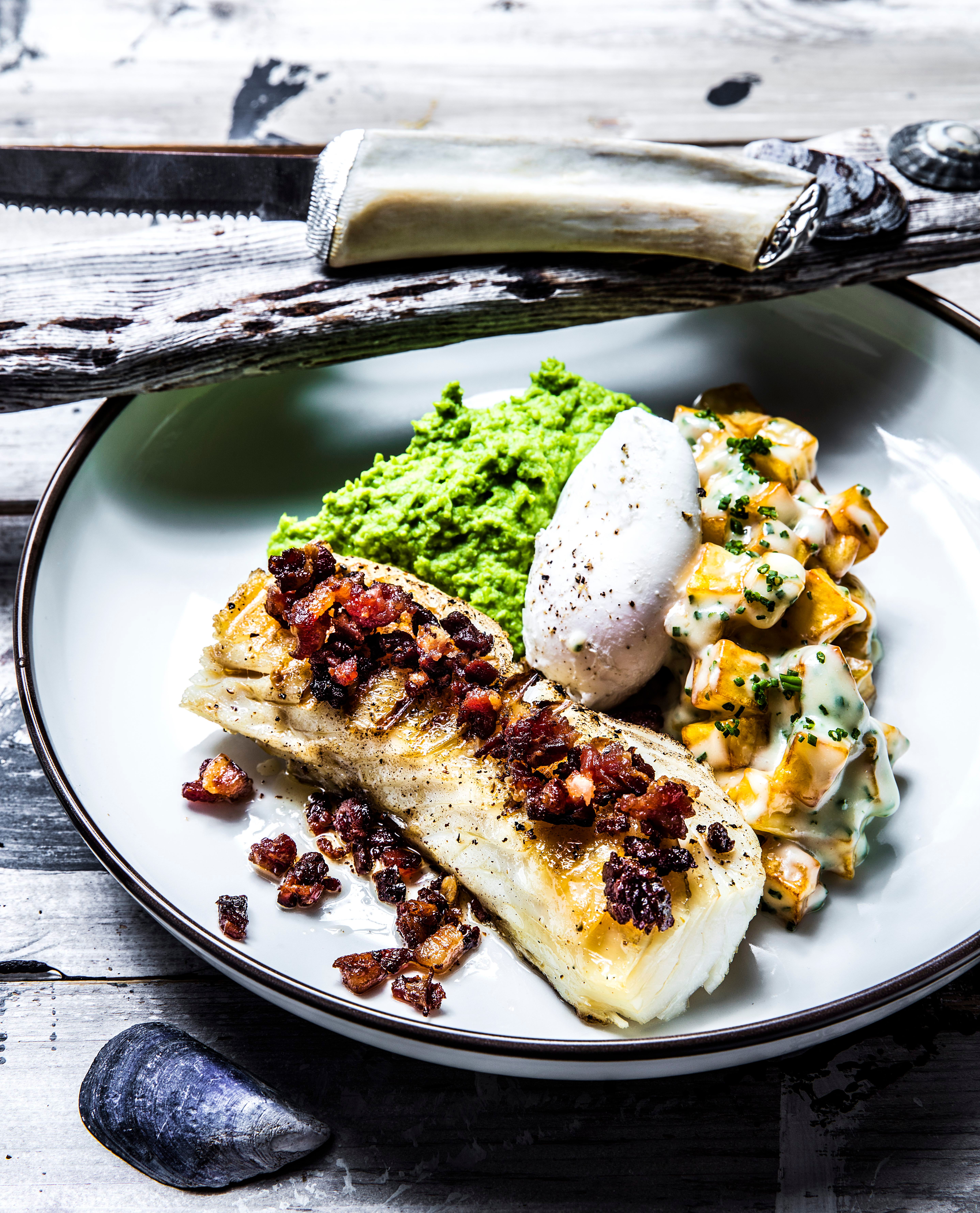 Grilled stockfish from restaurant Bjørk in Bodø, Nordland, Northern Norway