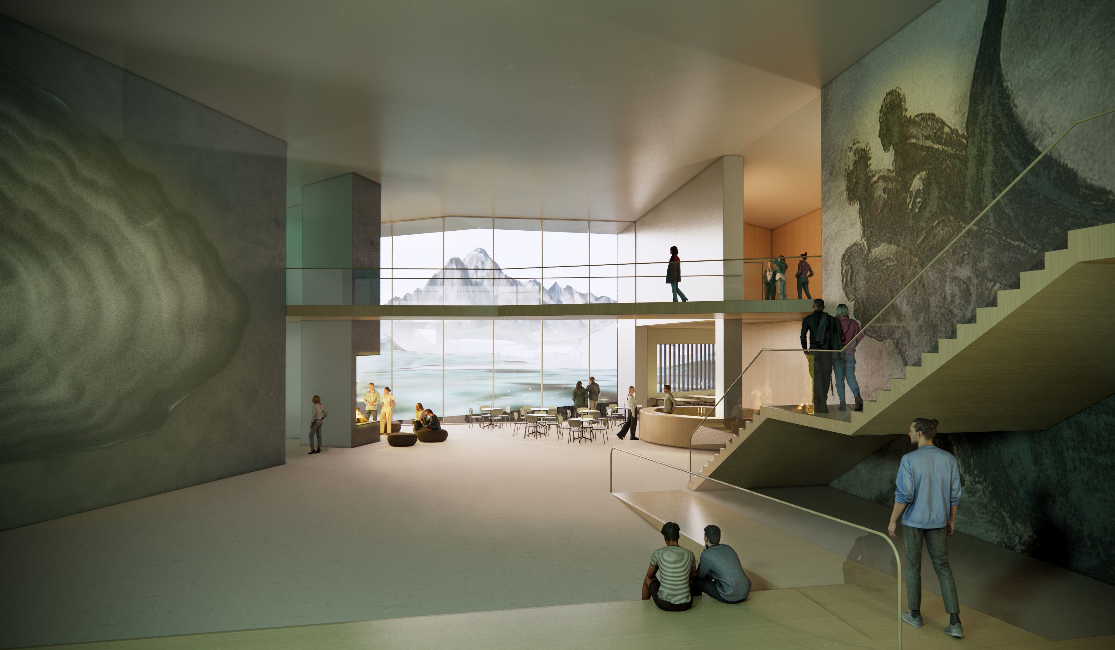 Interior illustration of Otolitten, a museum and experience center that is part of SKREI