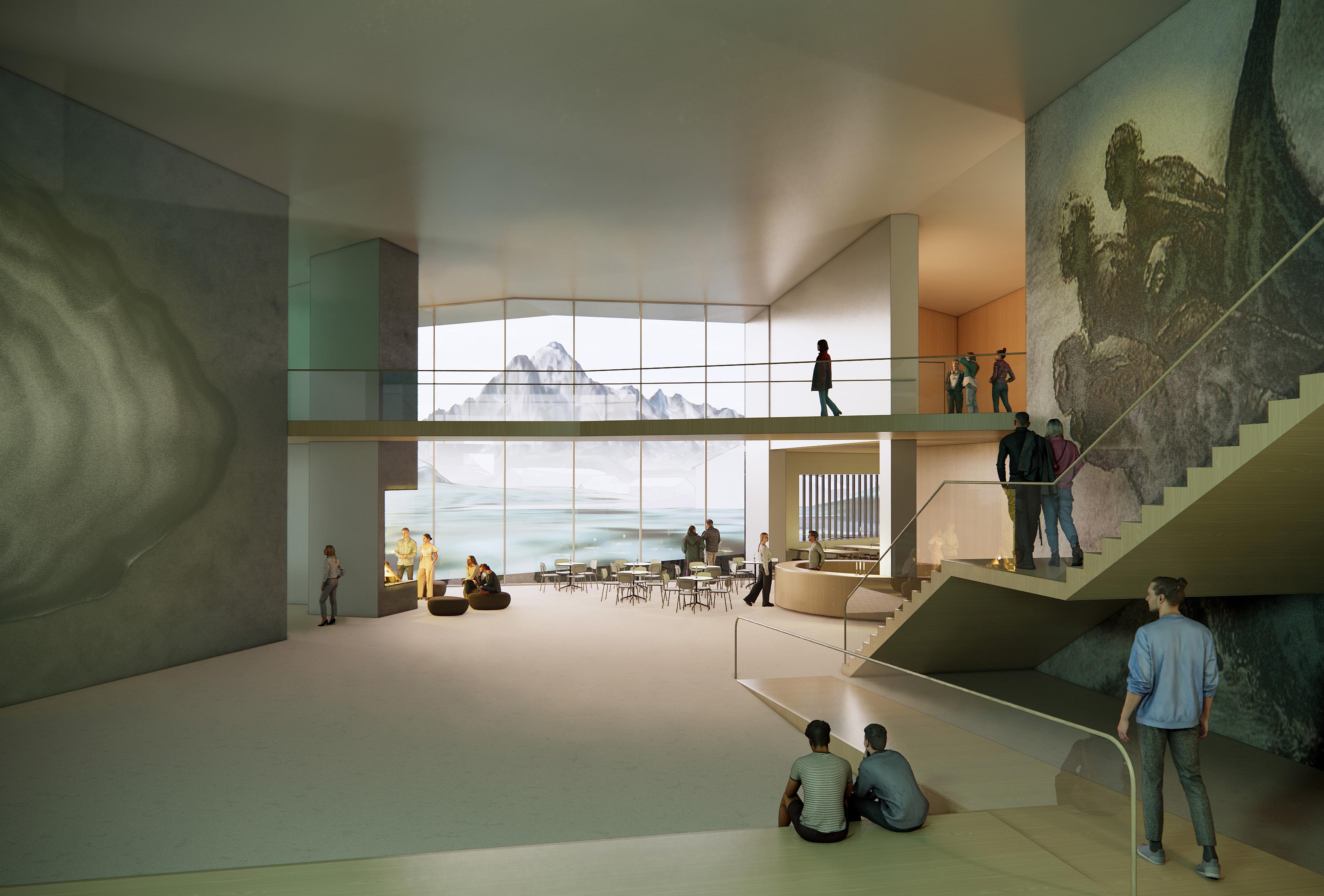 Interior illustration of Otolitten, a museum and experience center that is part of SKREI