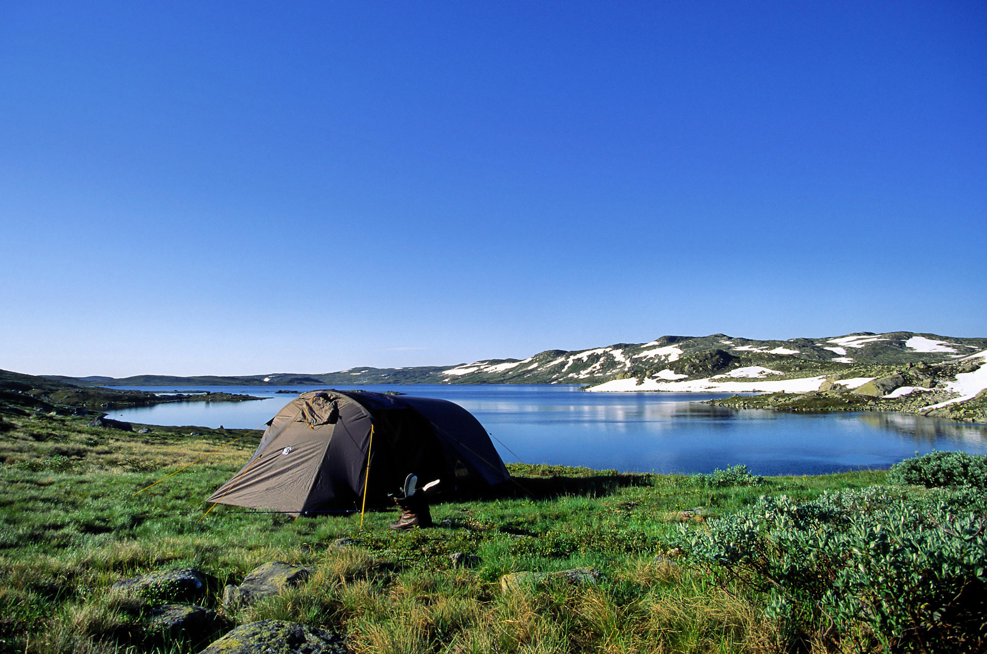 Telt på Hardangervidda i Hordaland