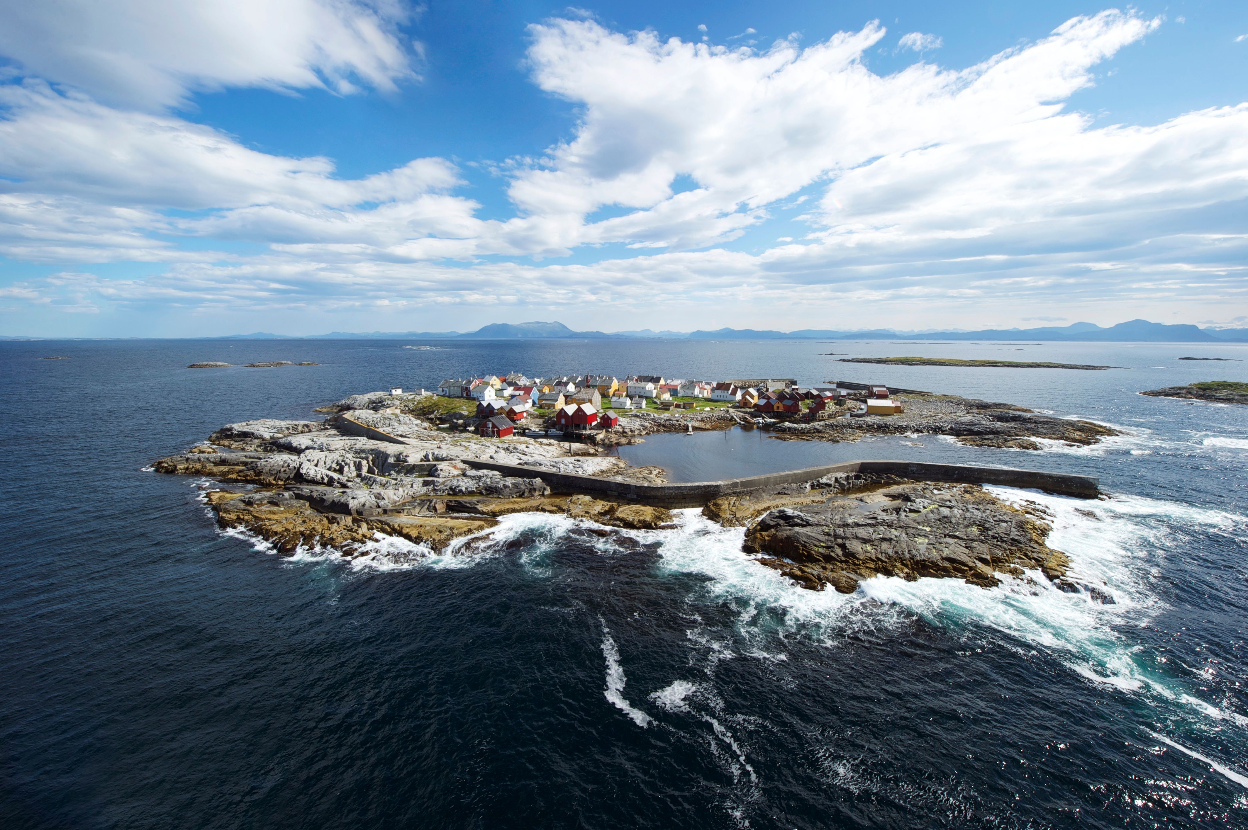 The fishing village at Grip island in Kristiansund in Northwest, Fjord Norway