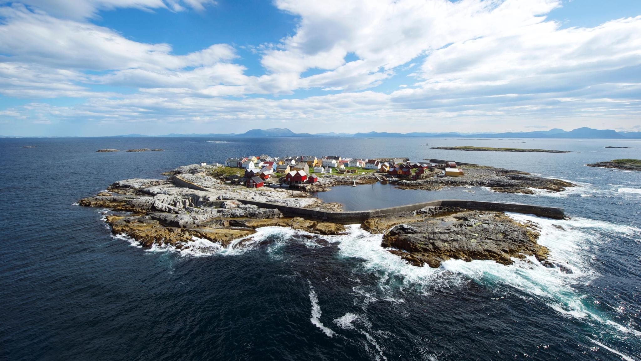 The fishing village at Grip island in Kristiansund in Northwest, Fjord Norway