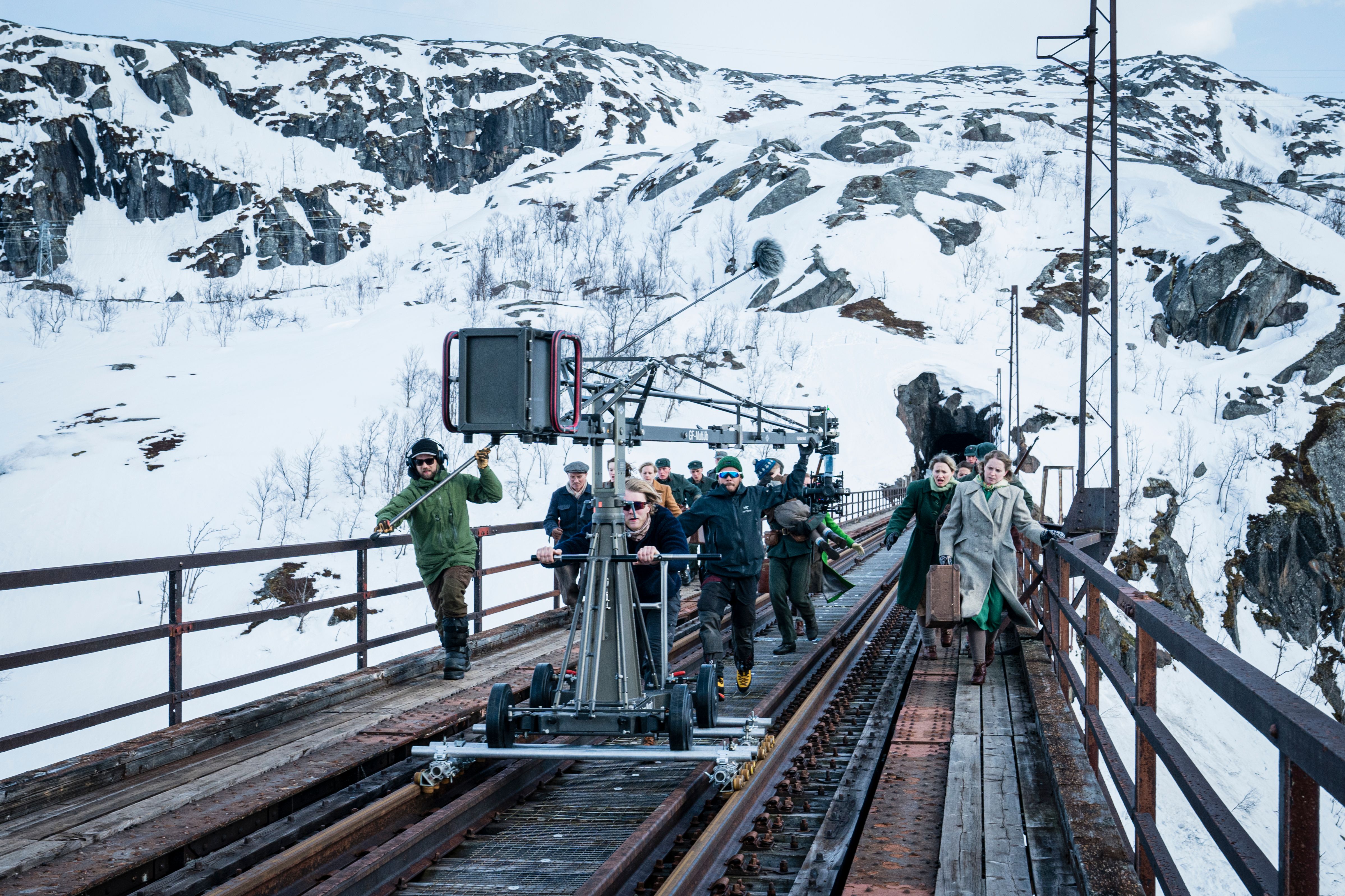 Scene from the movie "Kampen om Narvik" at Norddalsbroen, Narvik