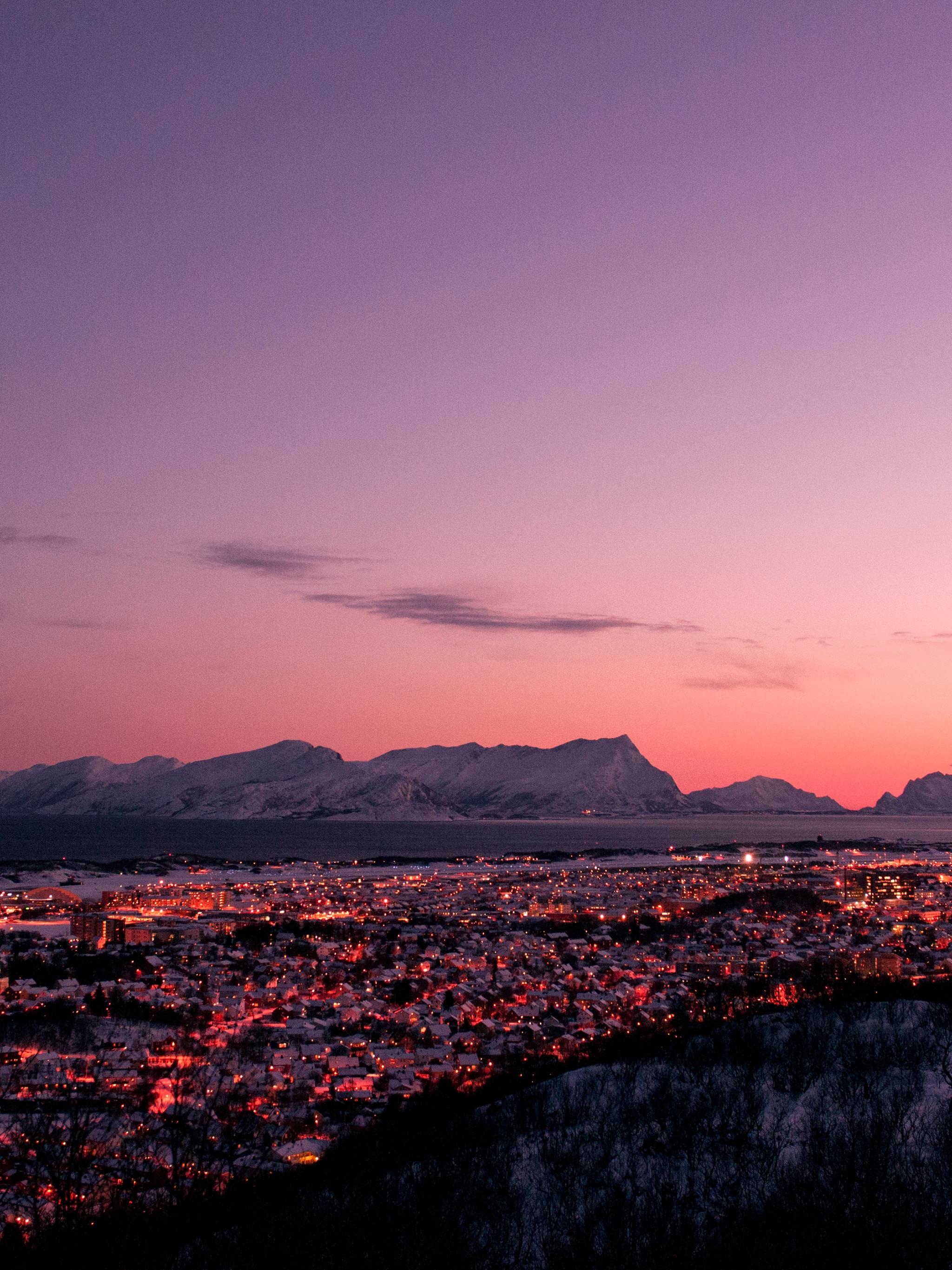 Bodø centre at dusk, Northern Norway