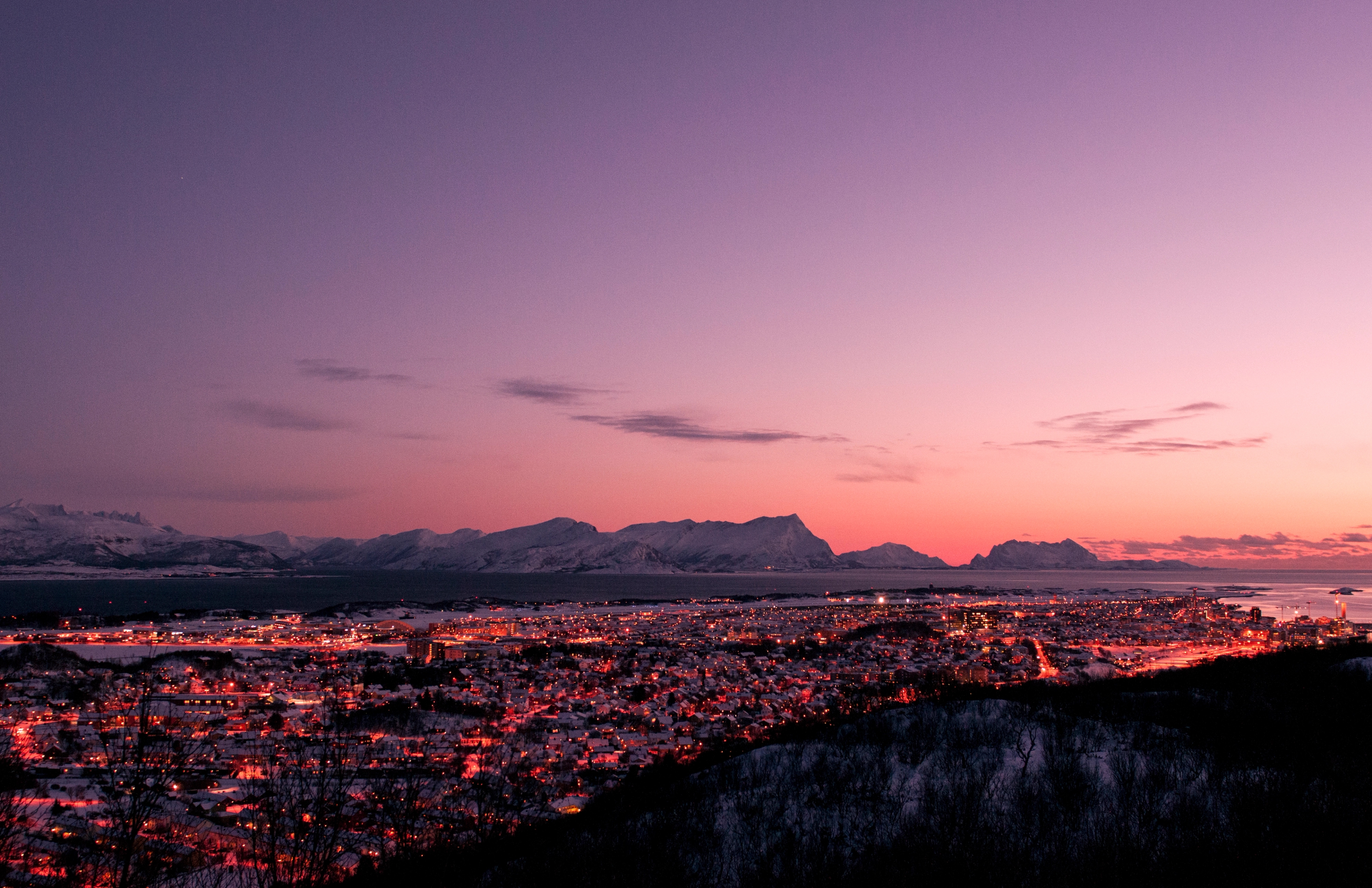 Bodø centre at dusk, Northern Norway