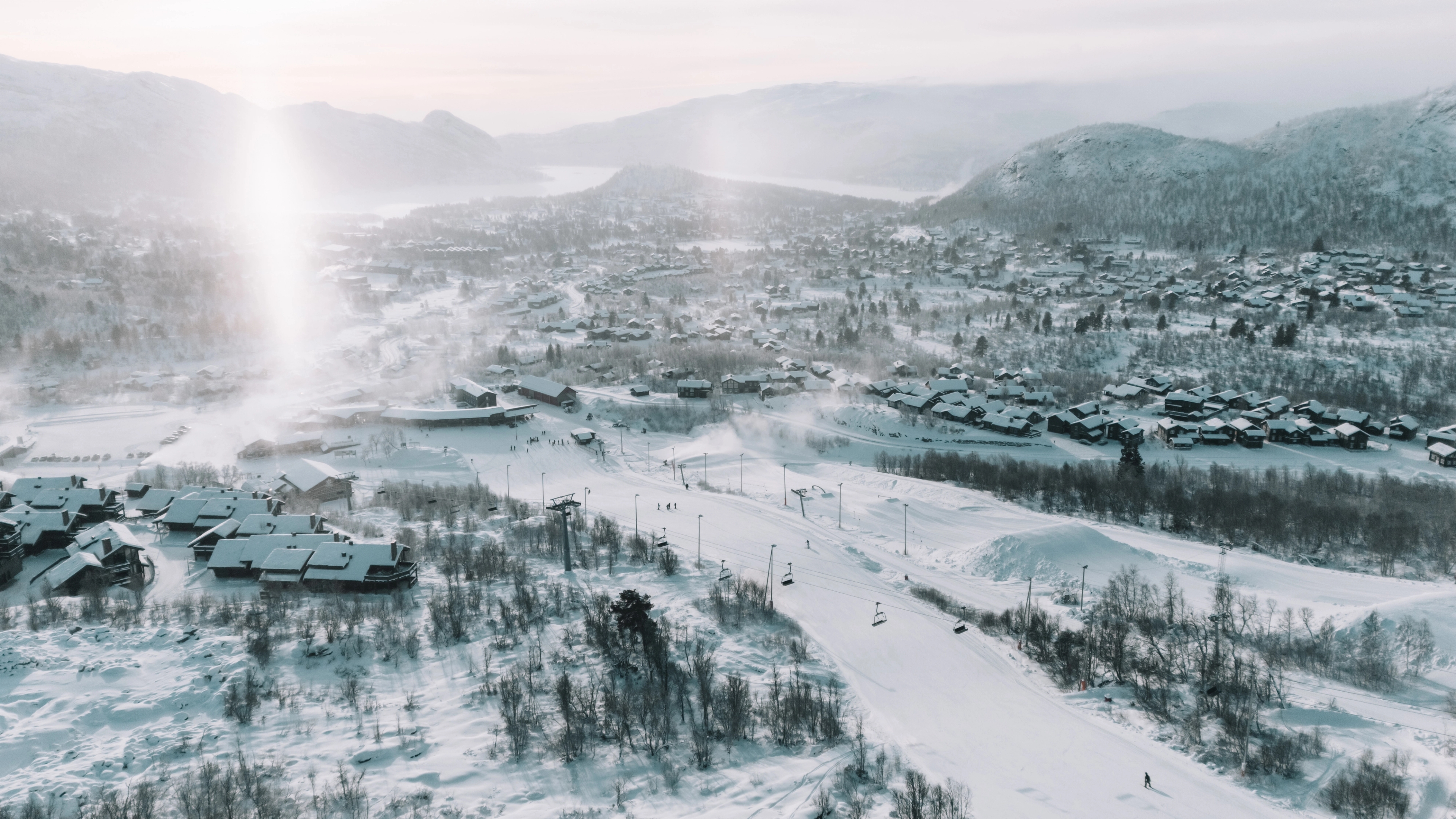 Hovden in winter, showcasing the Hovden Alpine Center, Southern Norway