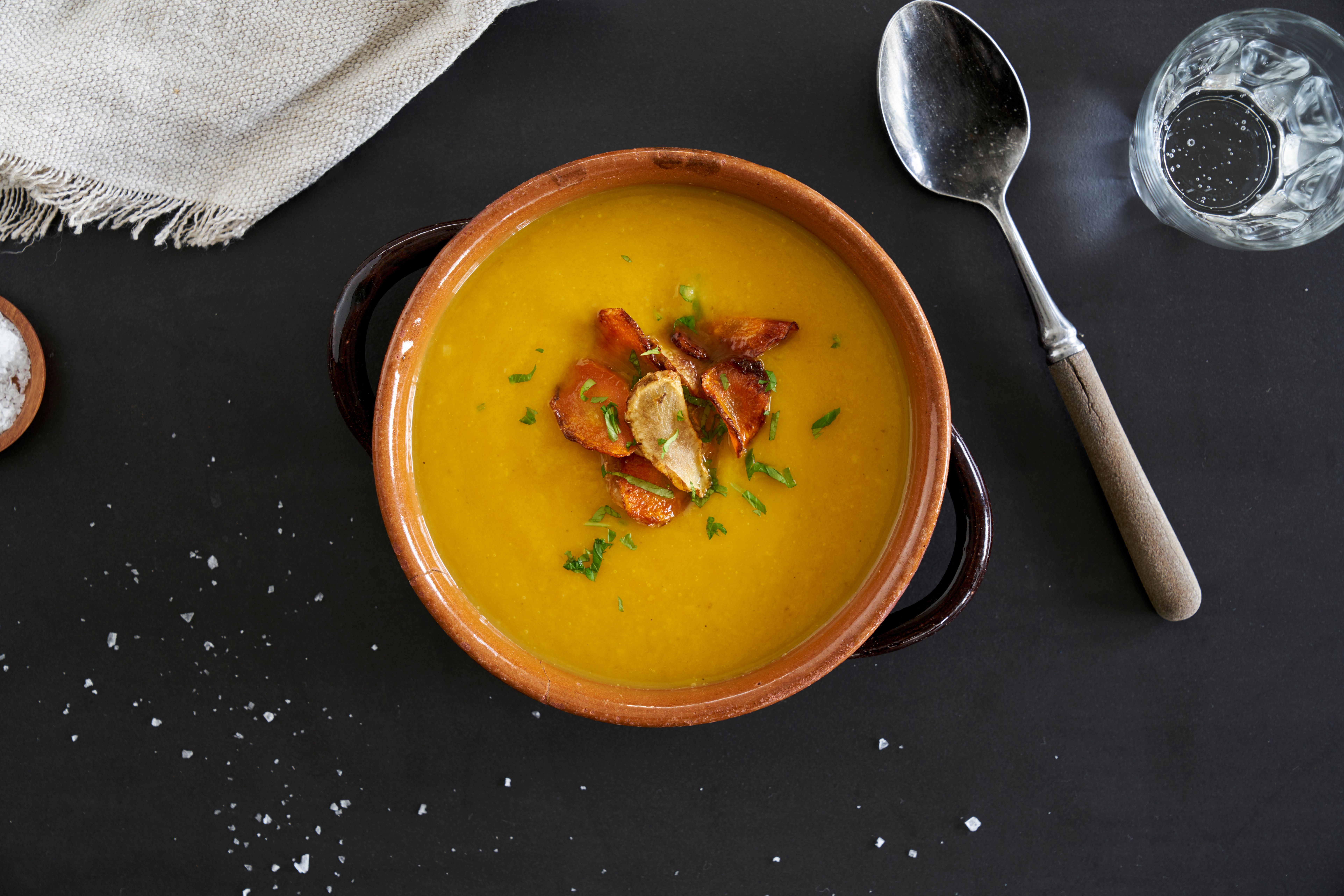 Soup in a bowl on a table