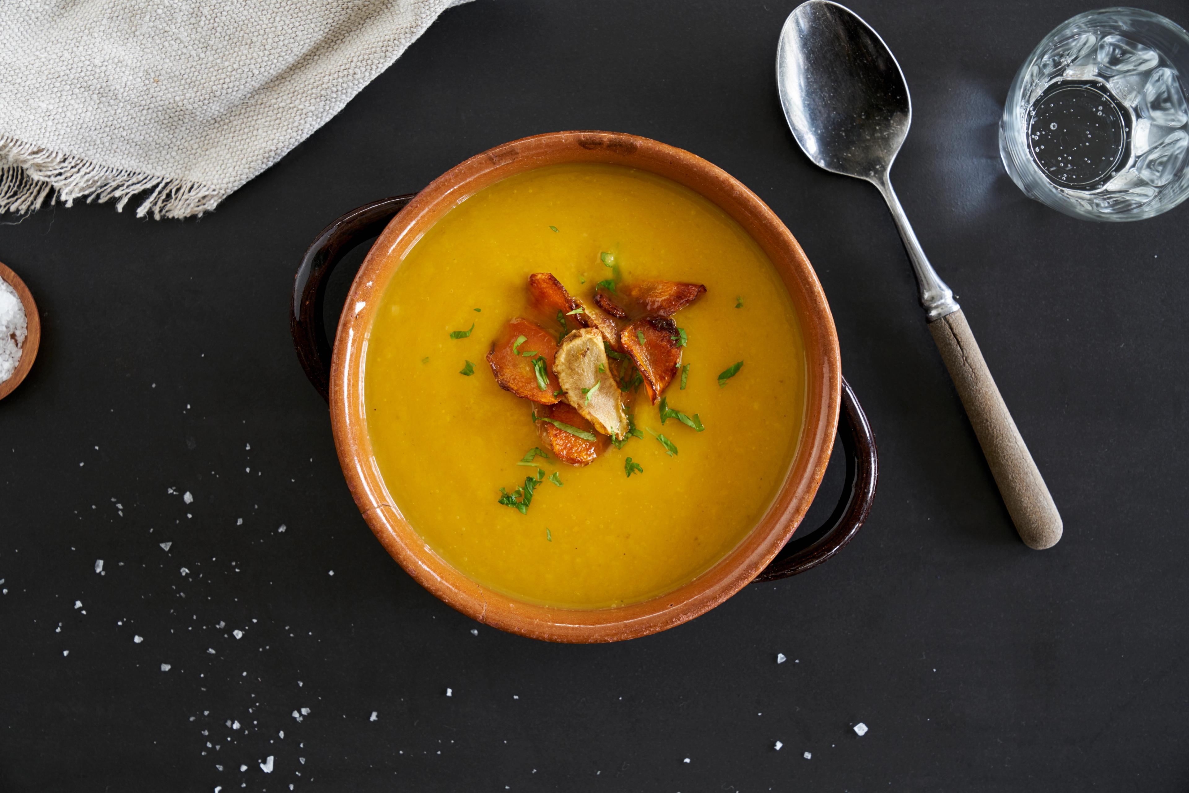 Soup in a bowl on a table