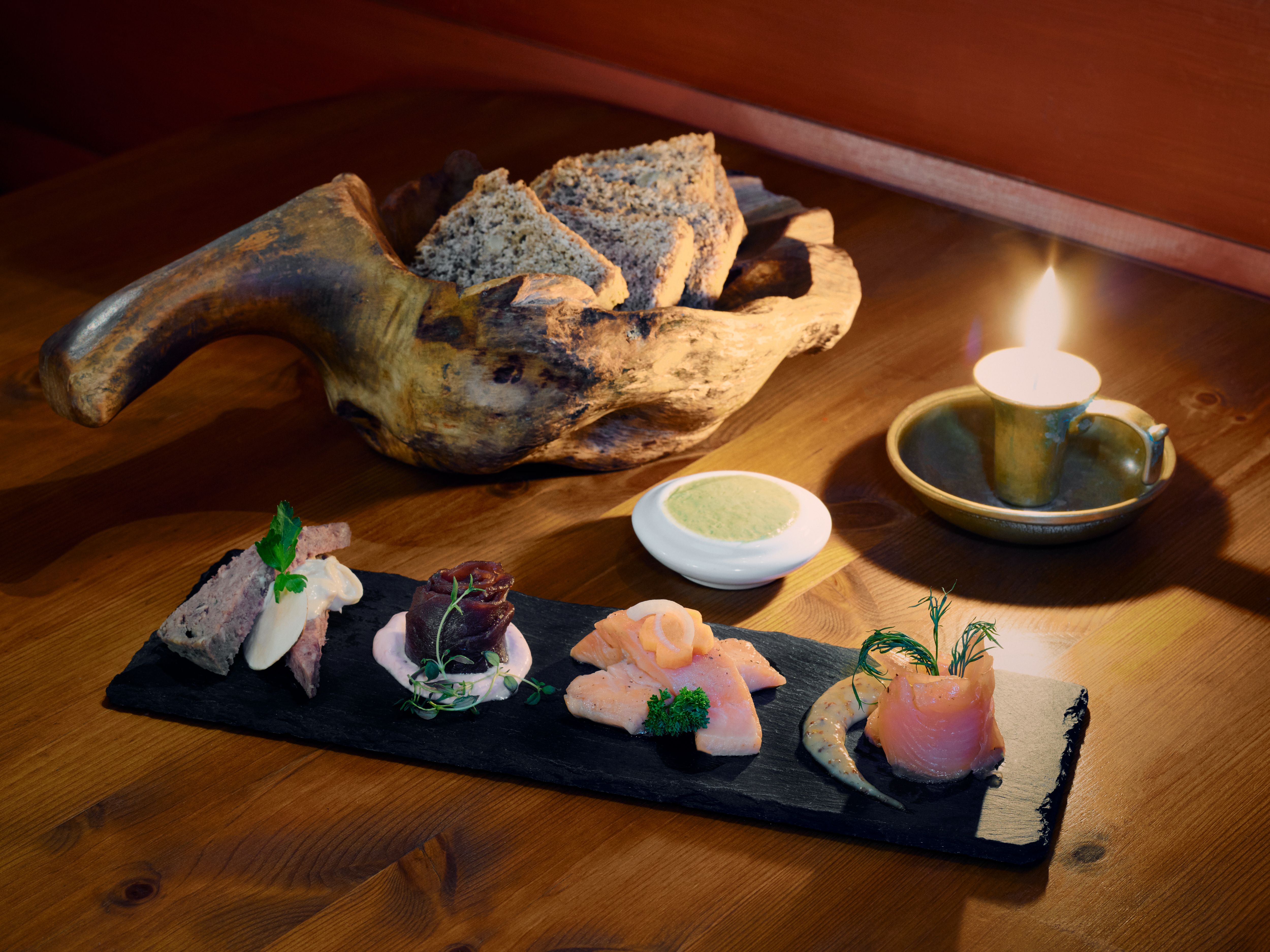 Fancy dish in Hallingstuene restaurant in Geilo, Eastern Norway