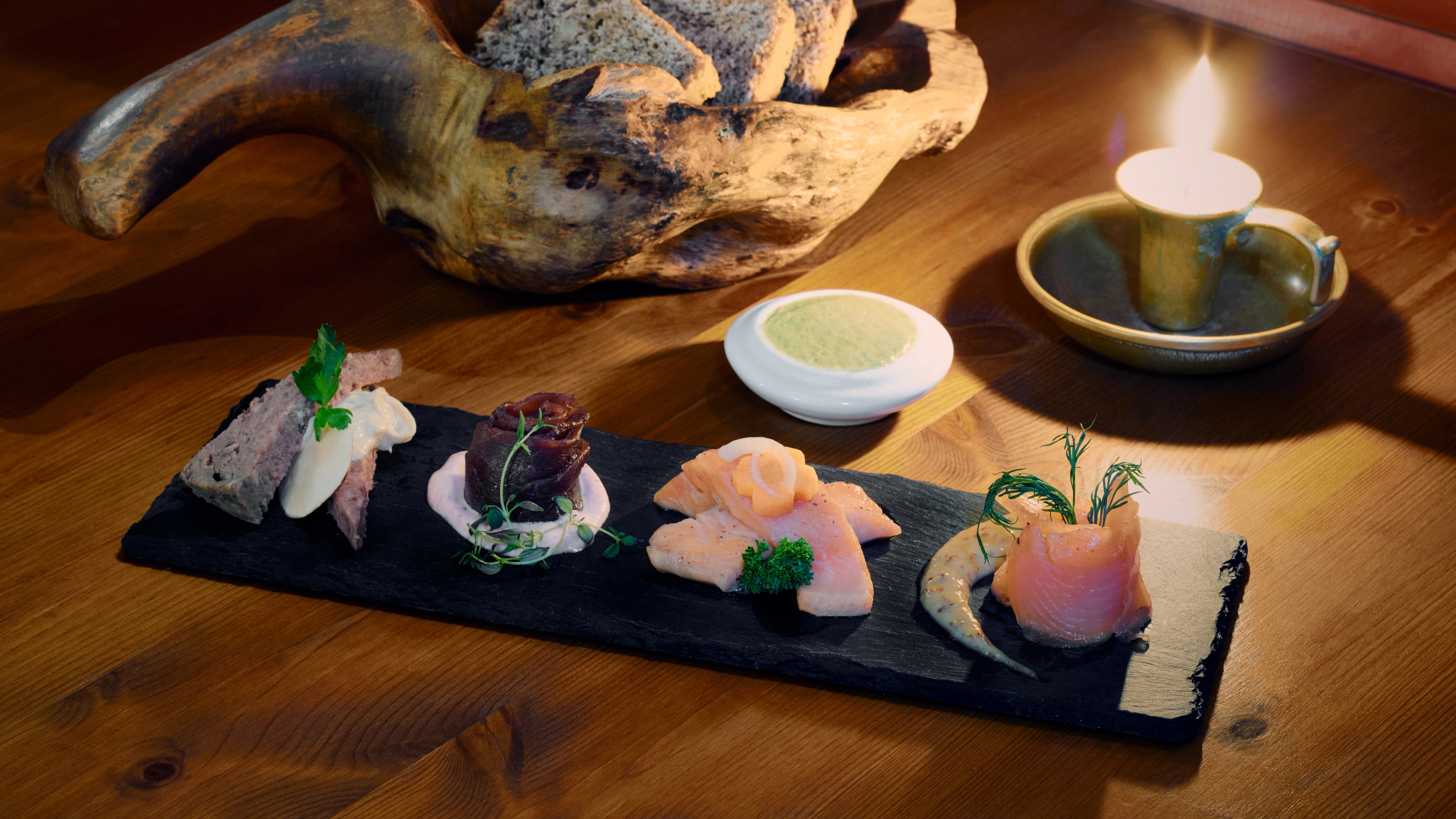 Fancy dish in Hallingstuene restaurant in Geilo, Eastern Norway