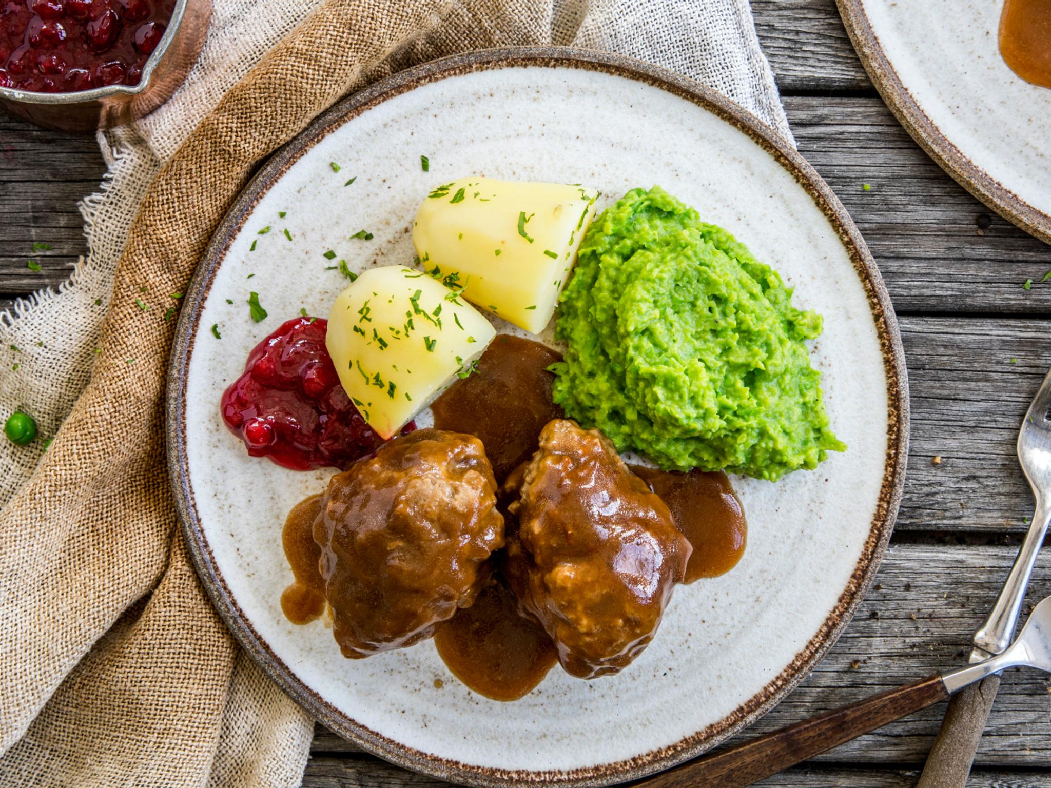 Traditional Norwegian kjøttkaker, meat cakes