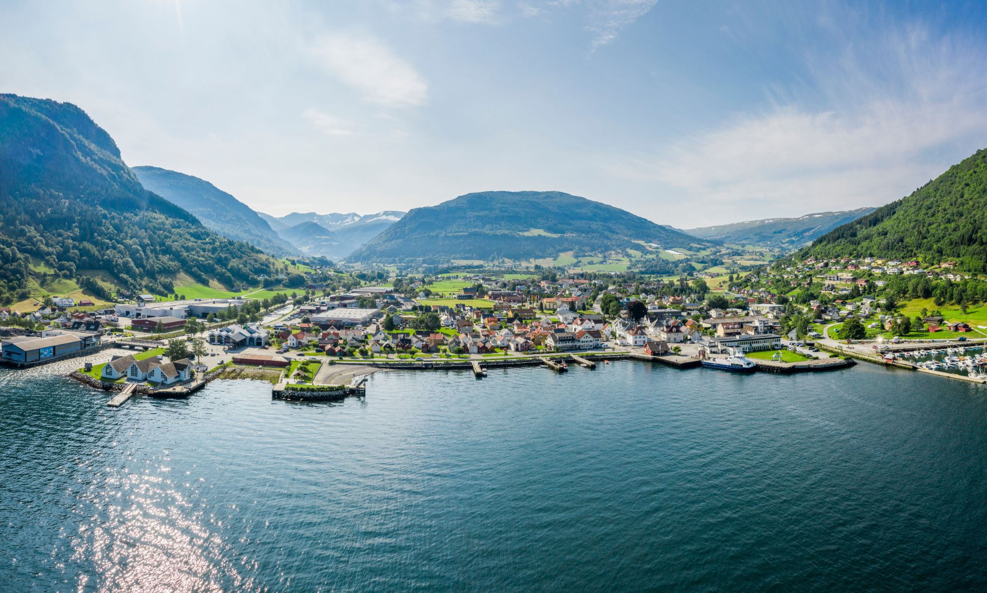 The fjord village Vikøyri in the Sognefjord area of Fjord Norway