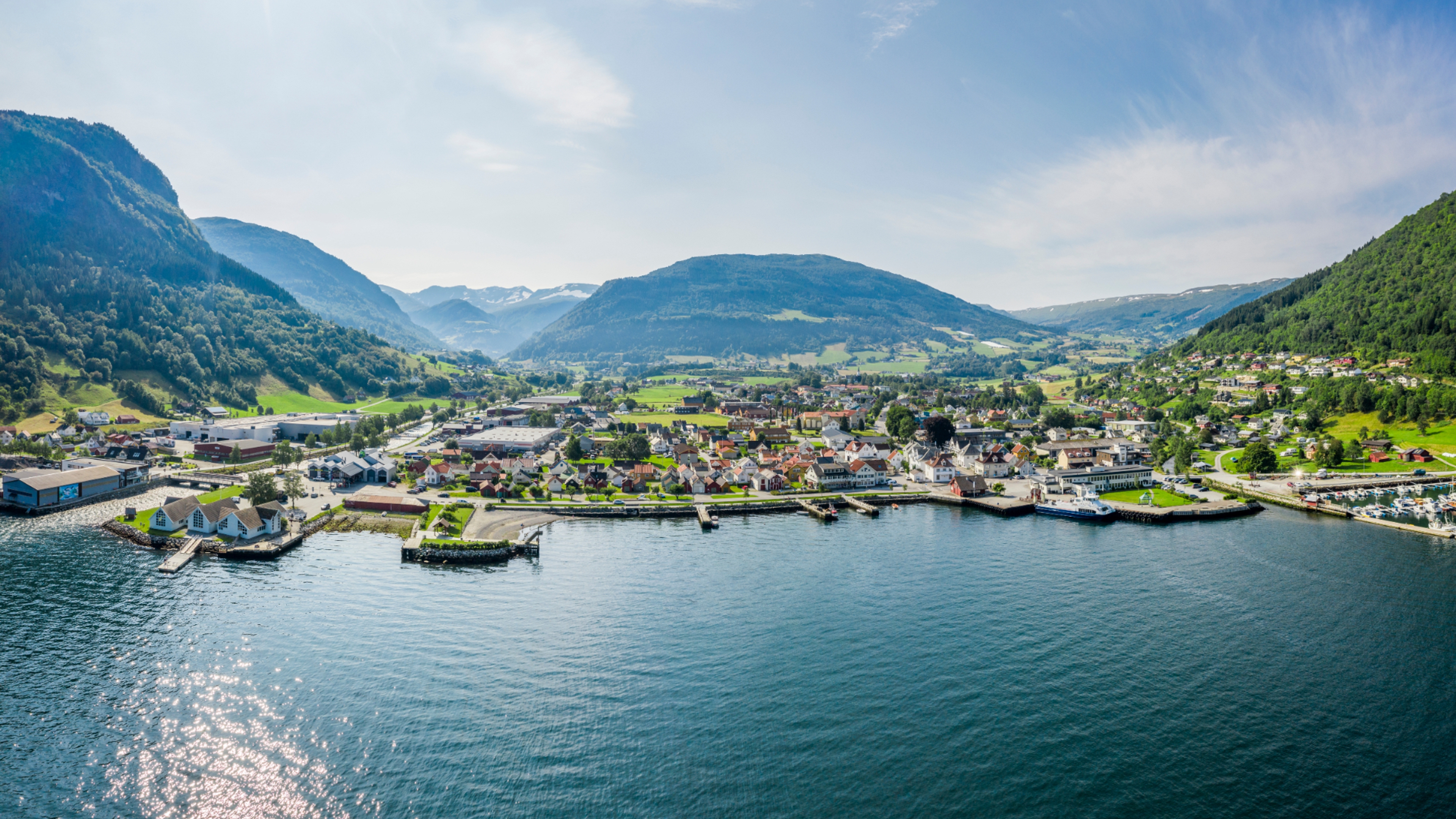 The fjord village Vikøyri in the Sognefjord area of Fjord Norway
