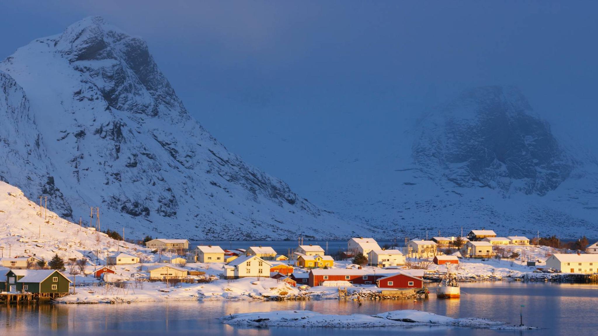 The fishing village of Reine in winter, Northern Norway