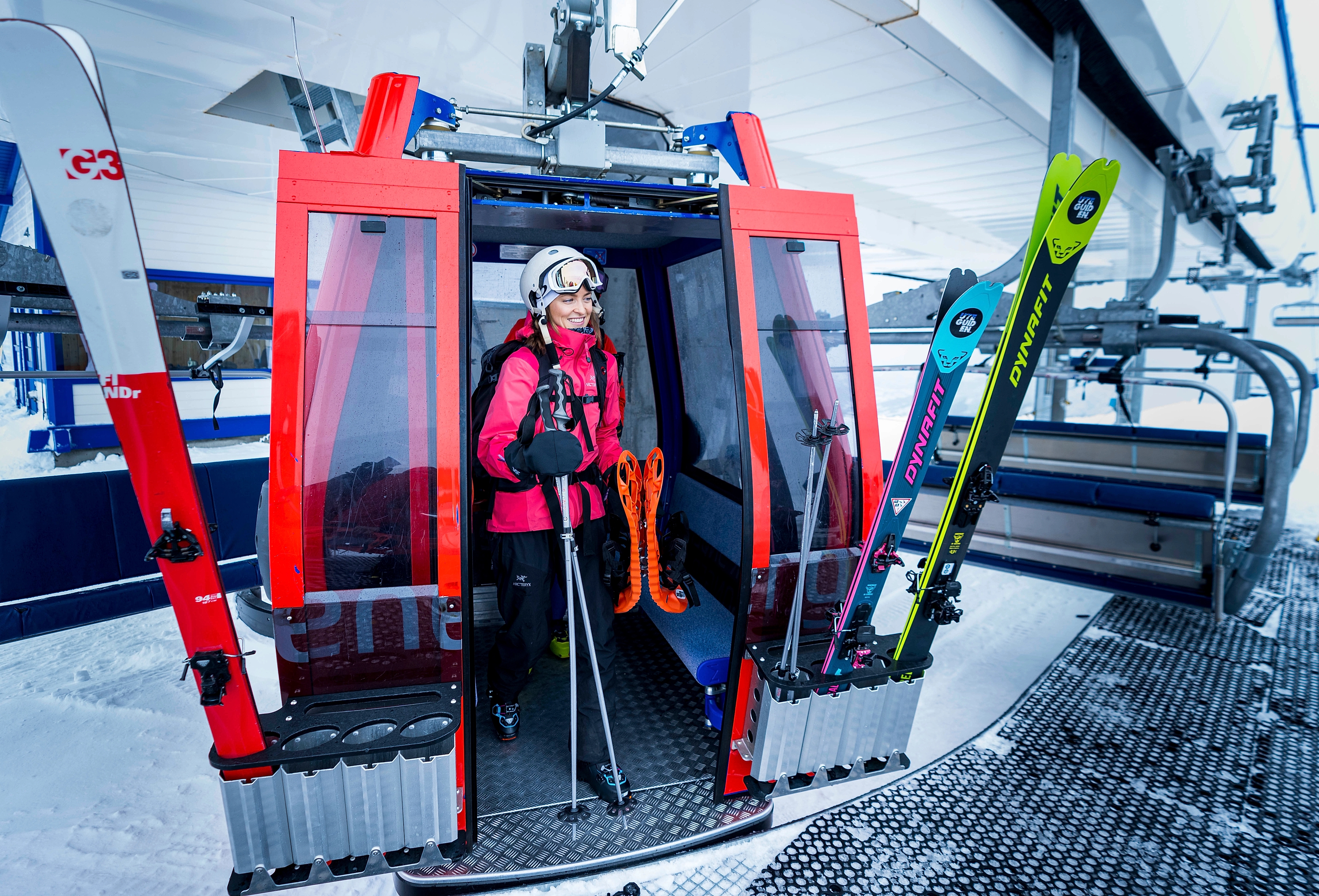People disembarking the gondola at Stranda Ski Resort