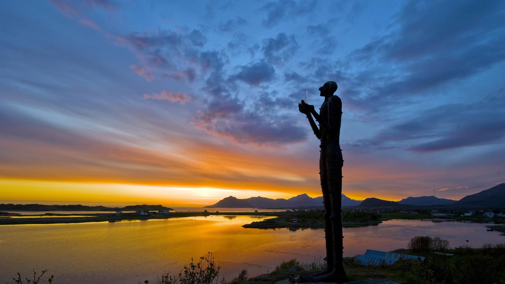 The man from the sea monument in Vesterålen, Northern Norway