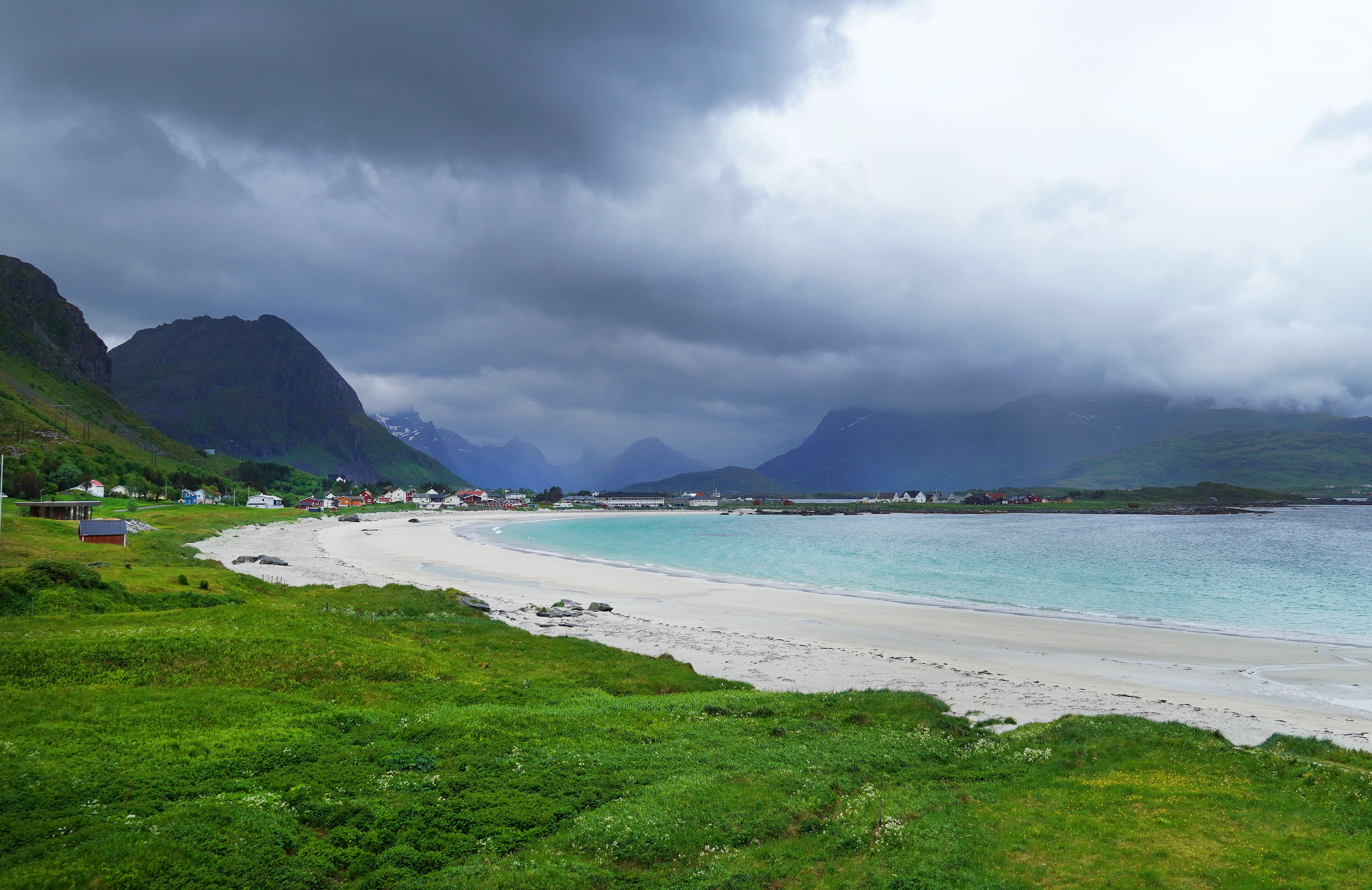 White beach with turquoise water in Lofoten