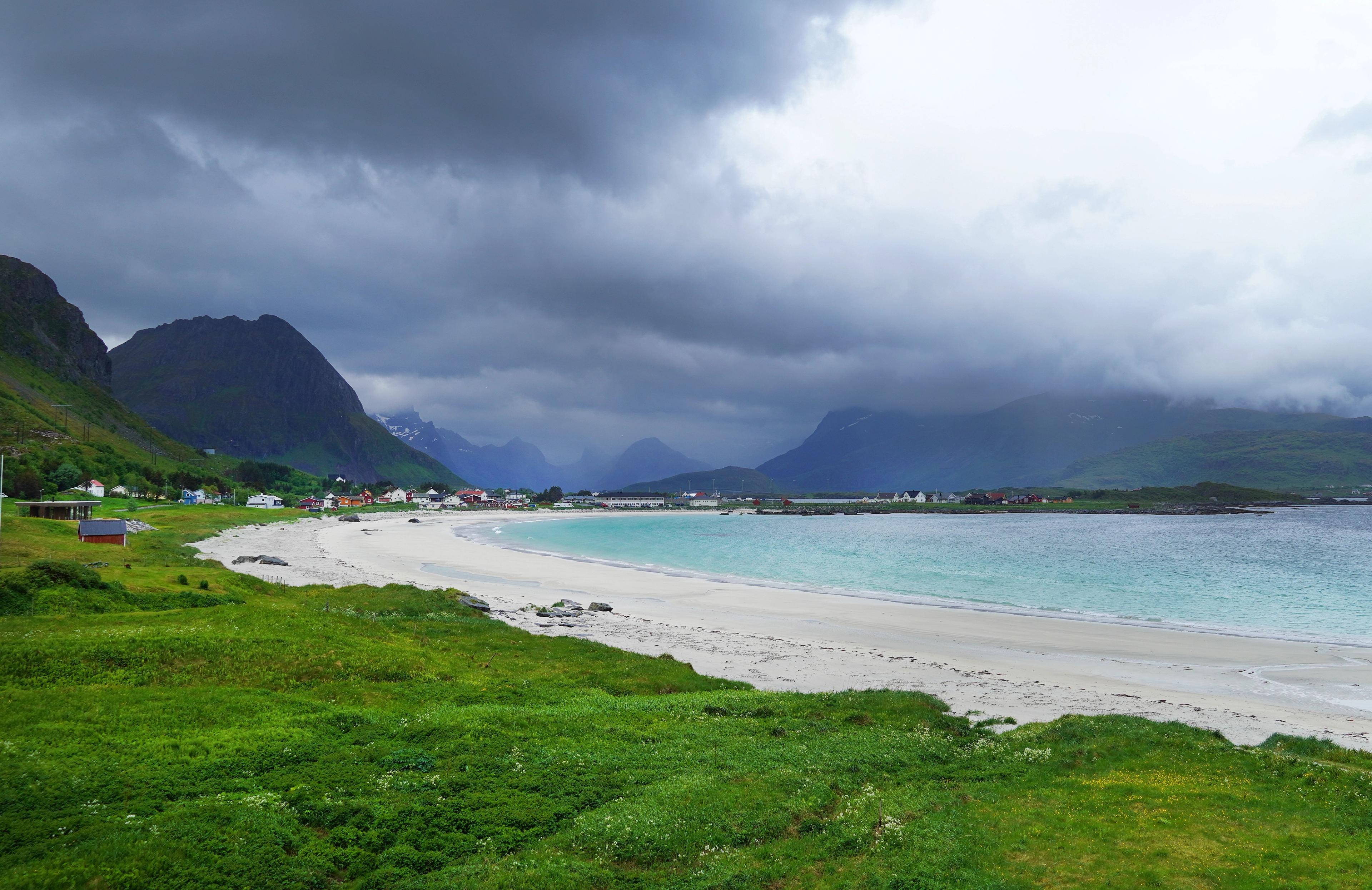 White beach with turquoise water in Lofoten