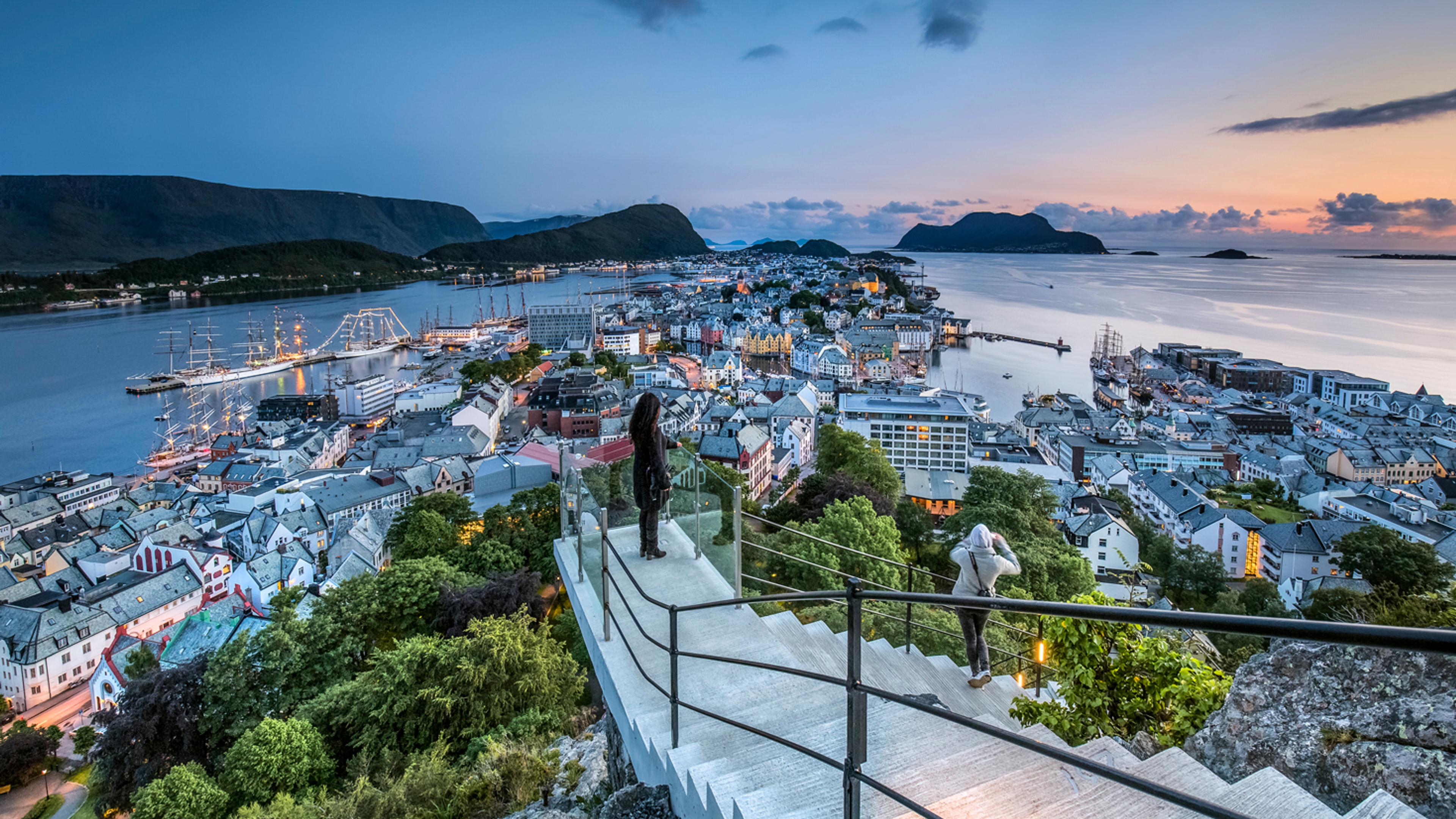 View point over Ålesund in Fjord Norway