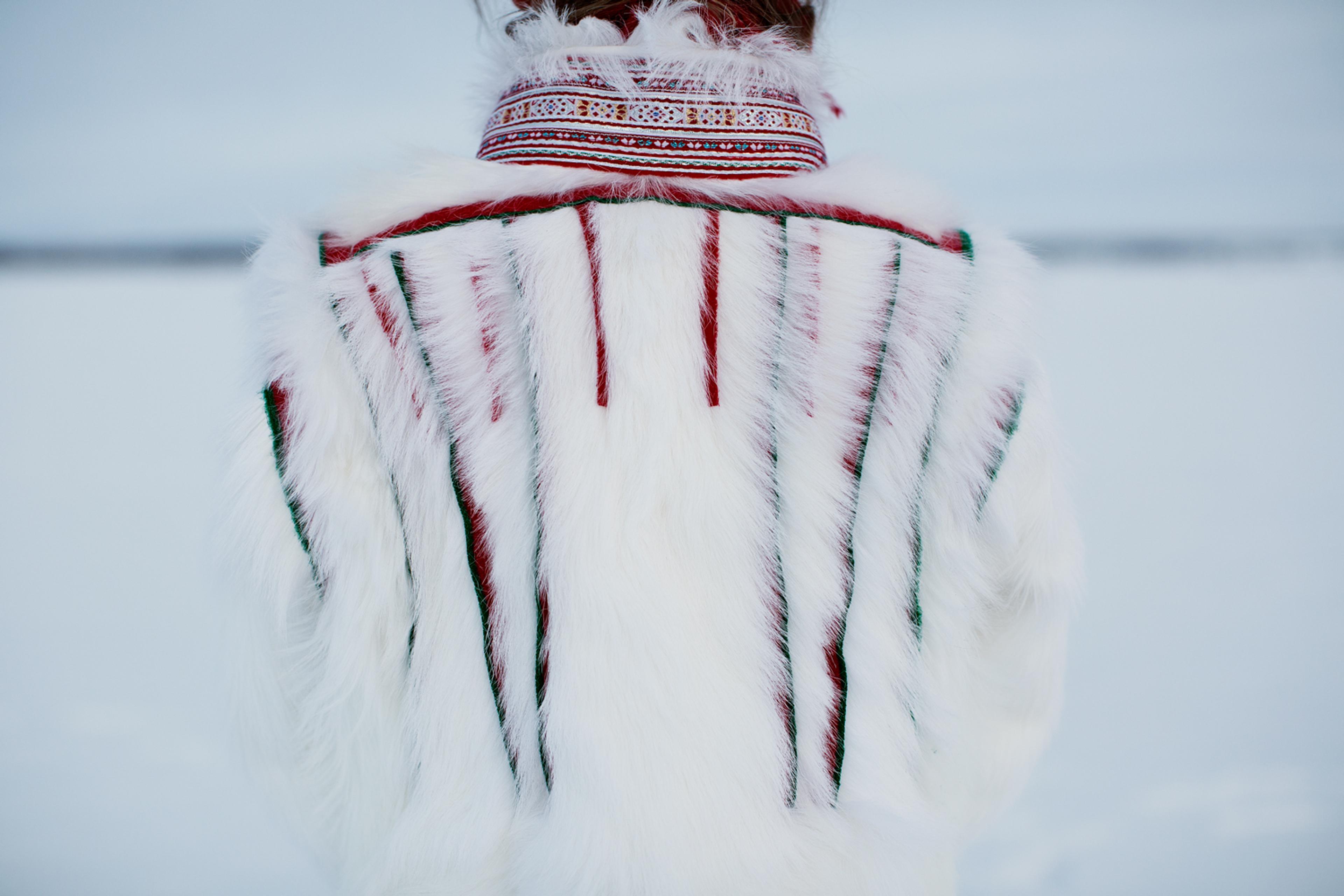 Details of traditional Sámi clothes.