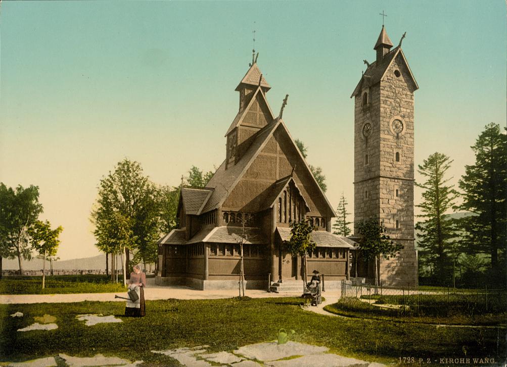 A postcard of the Vang church when it was in Germany
