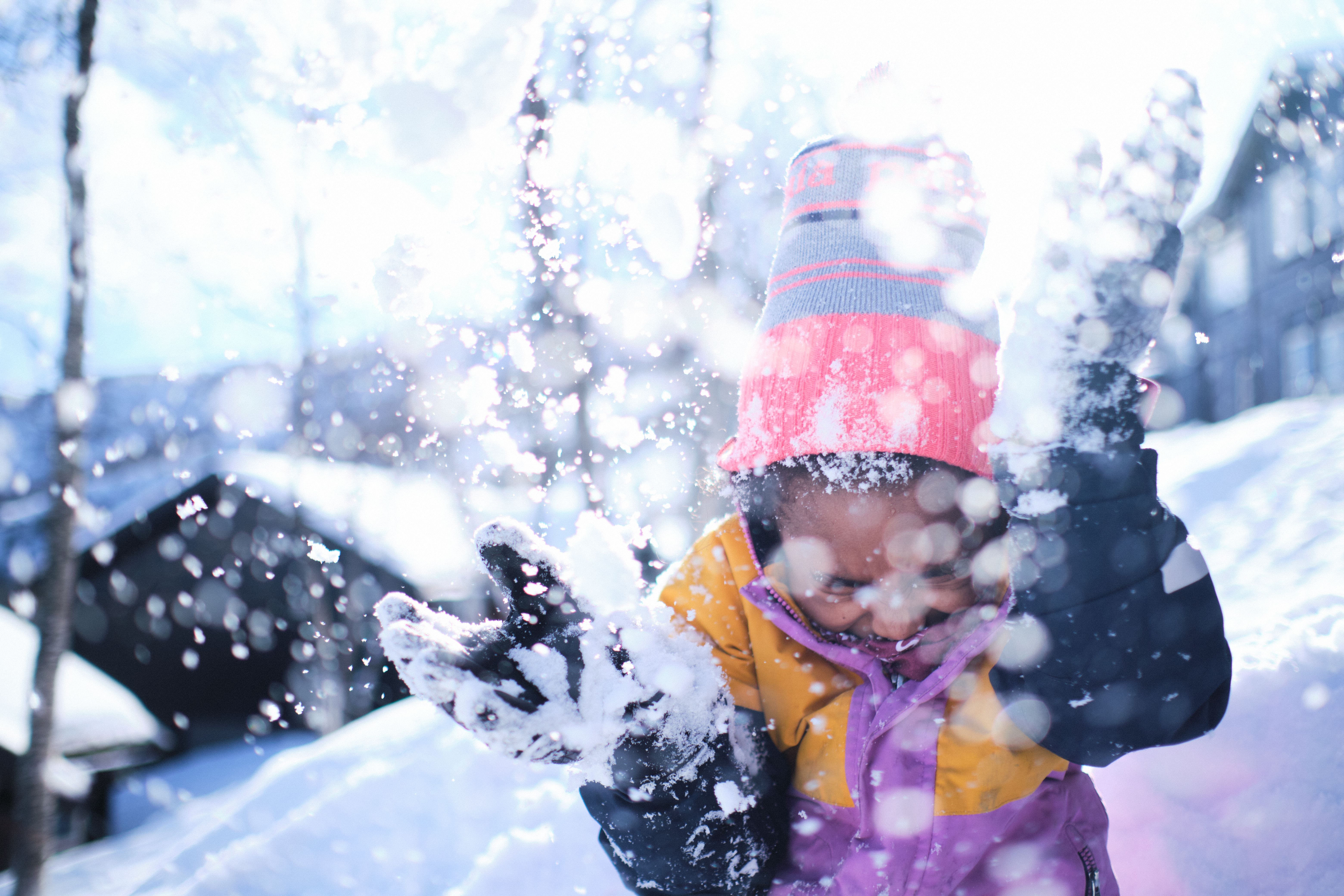 A child playing in the snow in Hemsedal, Norway.