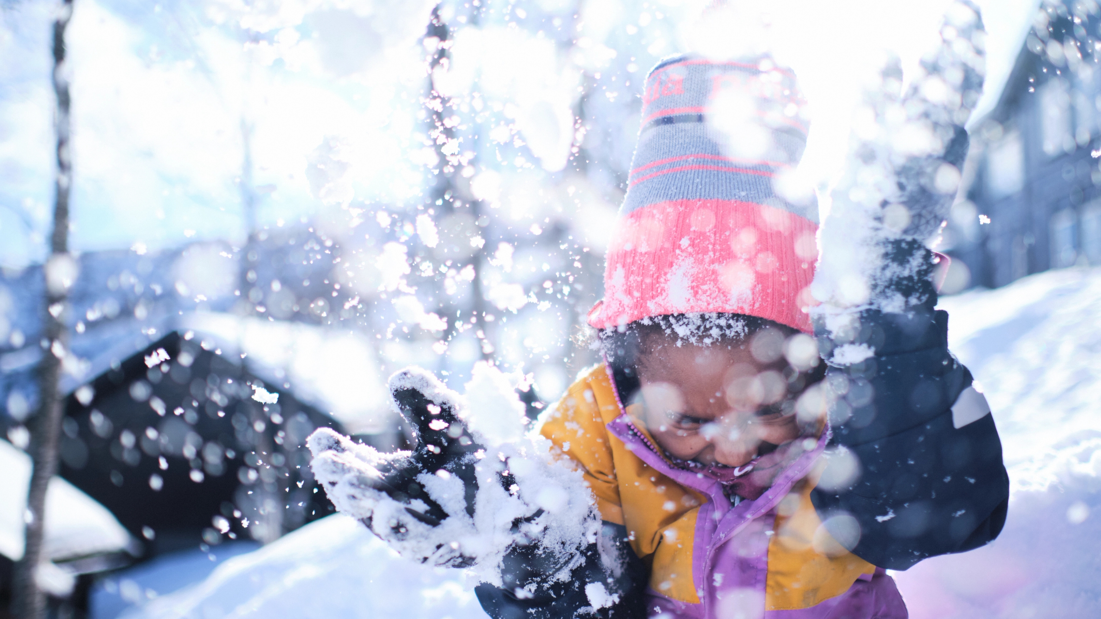 A child playing in the snow in Hemsedal, Norway.