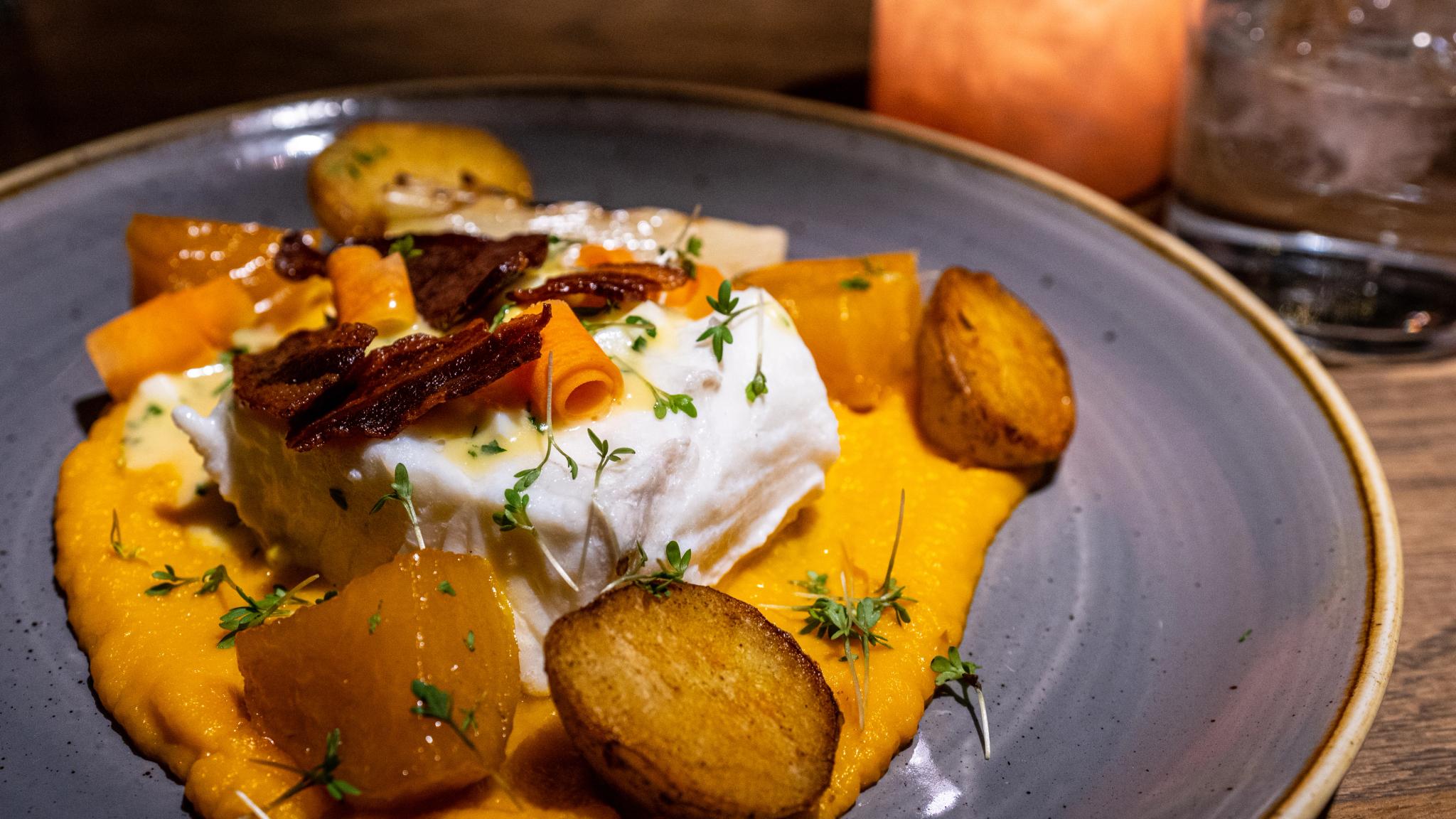 Halibut meal at restaurant Skirri in Tromsø