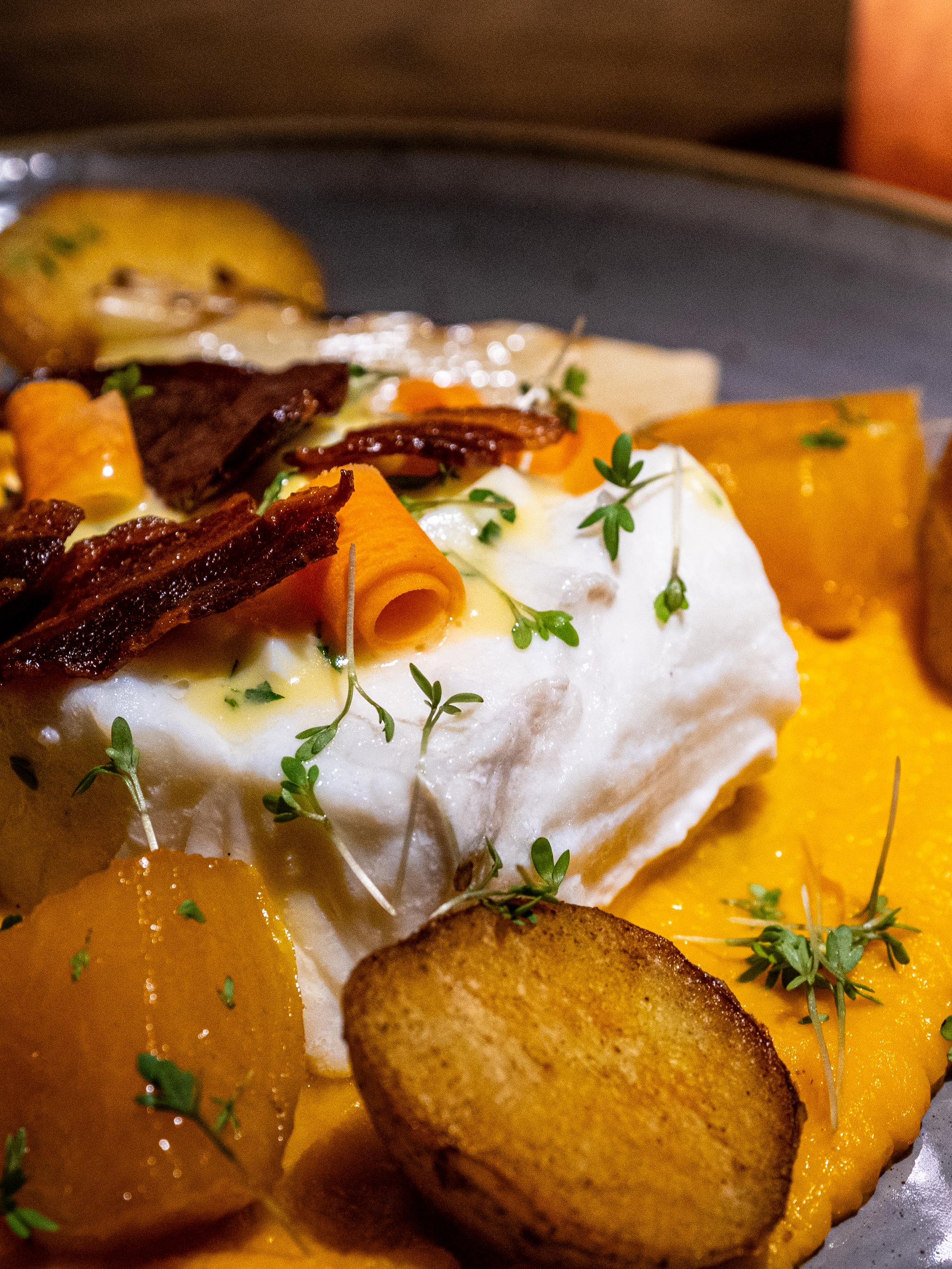 Halibut meal at restaurant Skirri in Tromsø