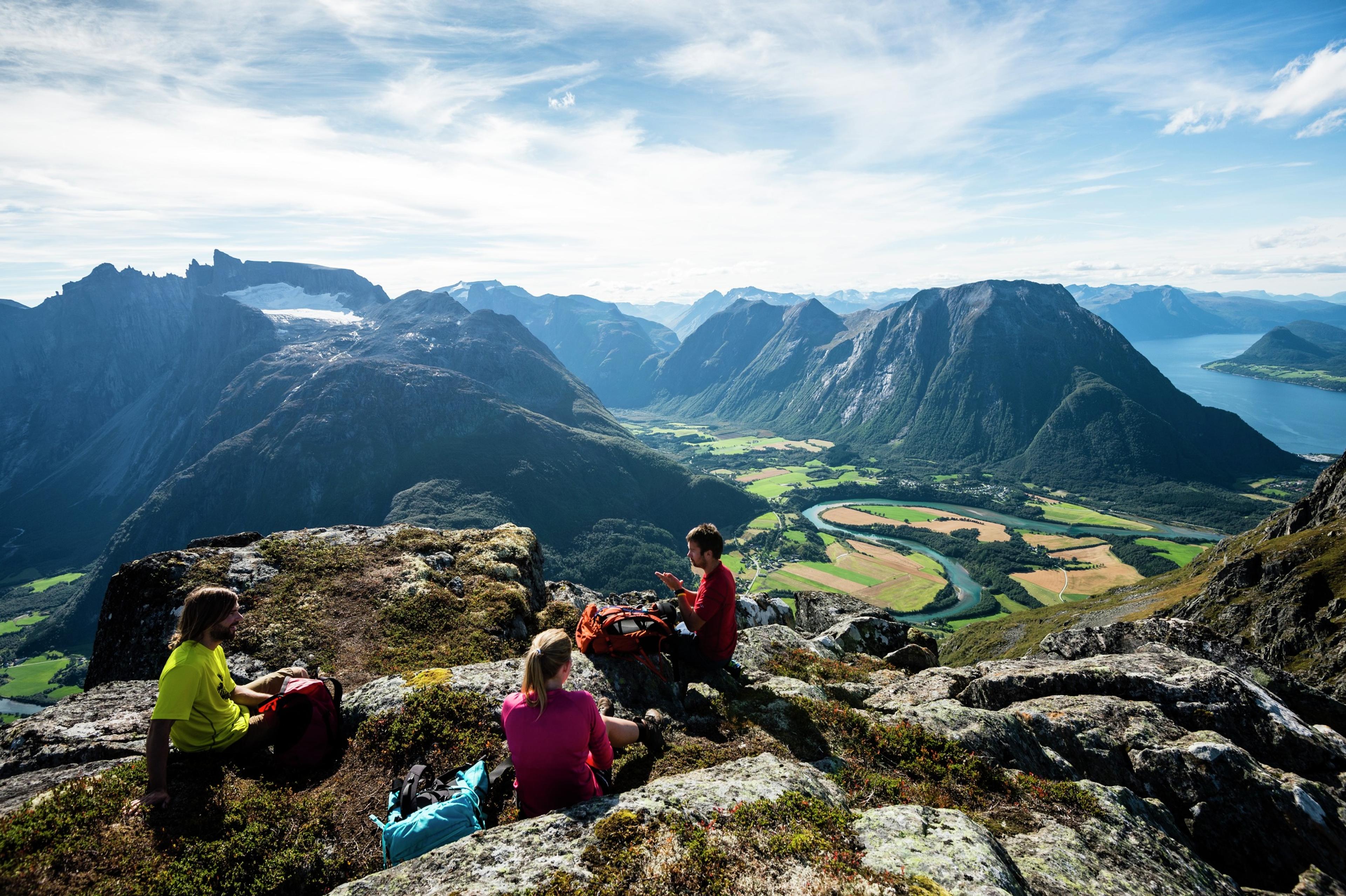 Hiking the Romsdalseggen ridge in Åndalsnes, Fjord Norway