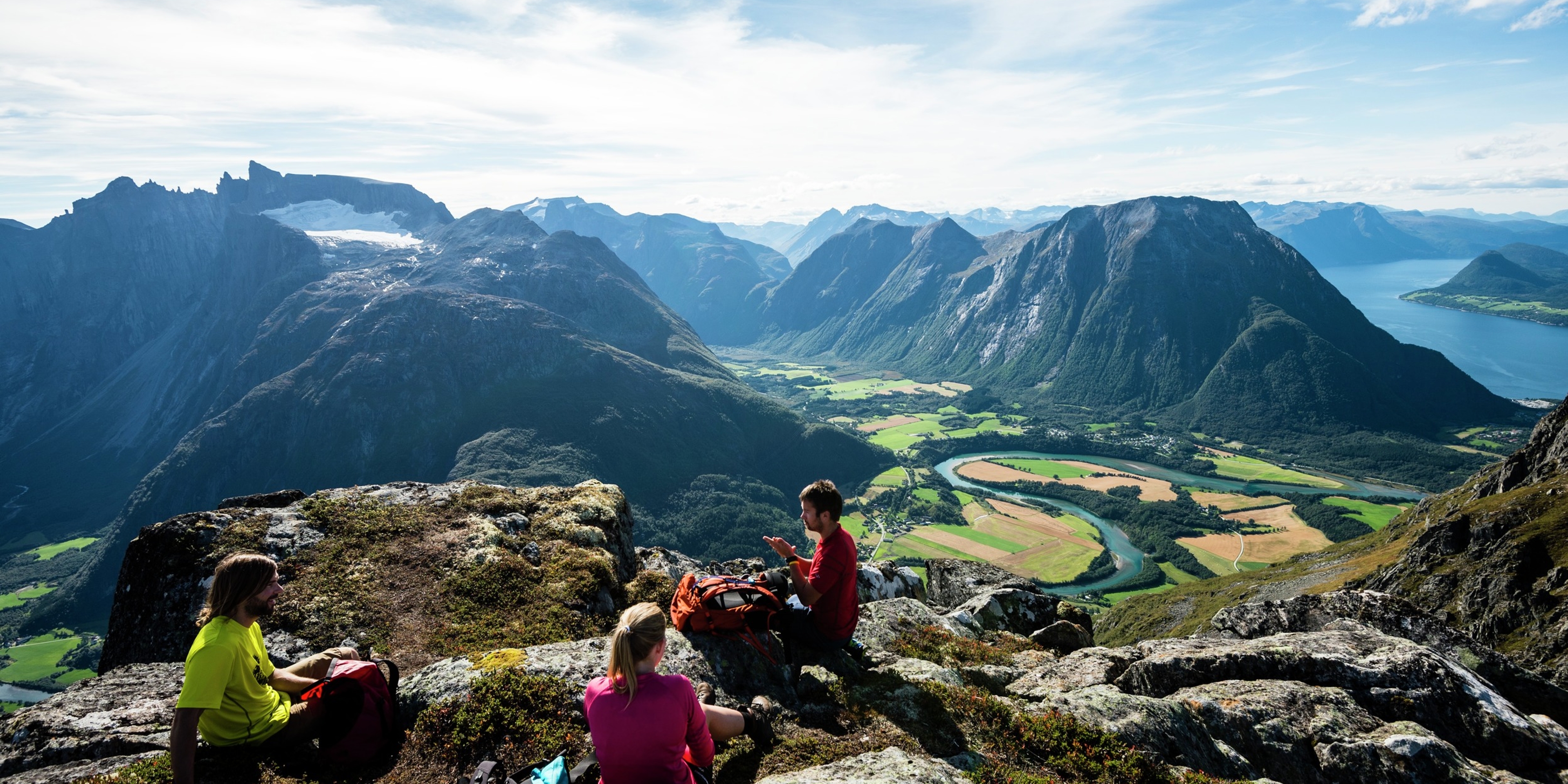 Hiking the Romsdalseggen ridge in Åndalsnes, Fjord Norway
