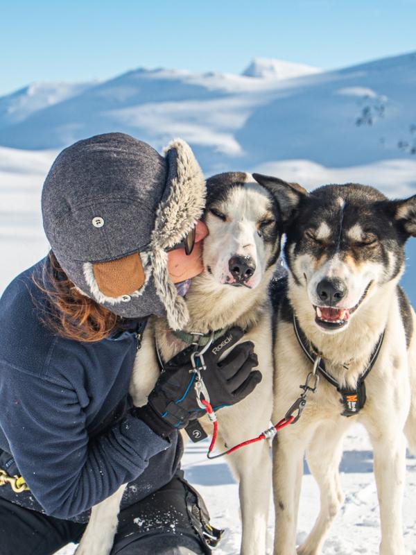 Girl with dog sled in Valdres