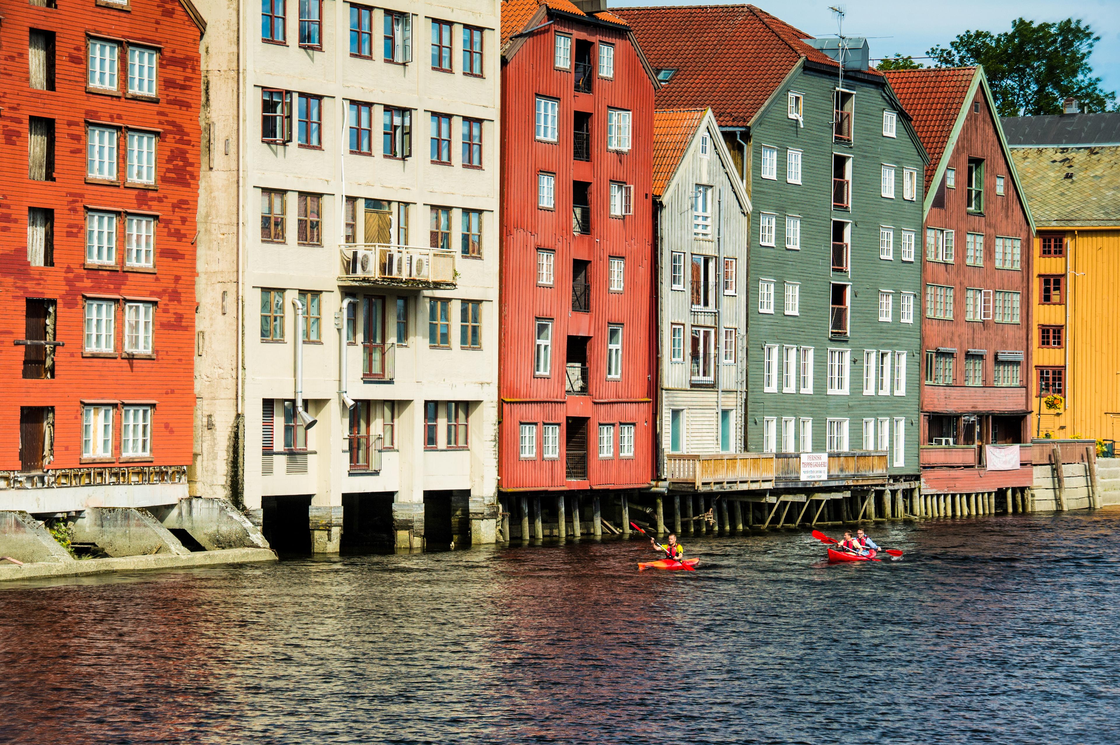Kayaking on the Nidelven in Trondheim, Norway