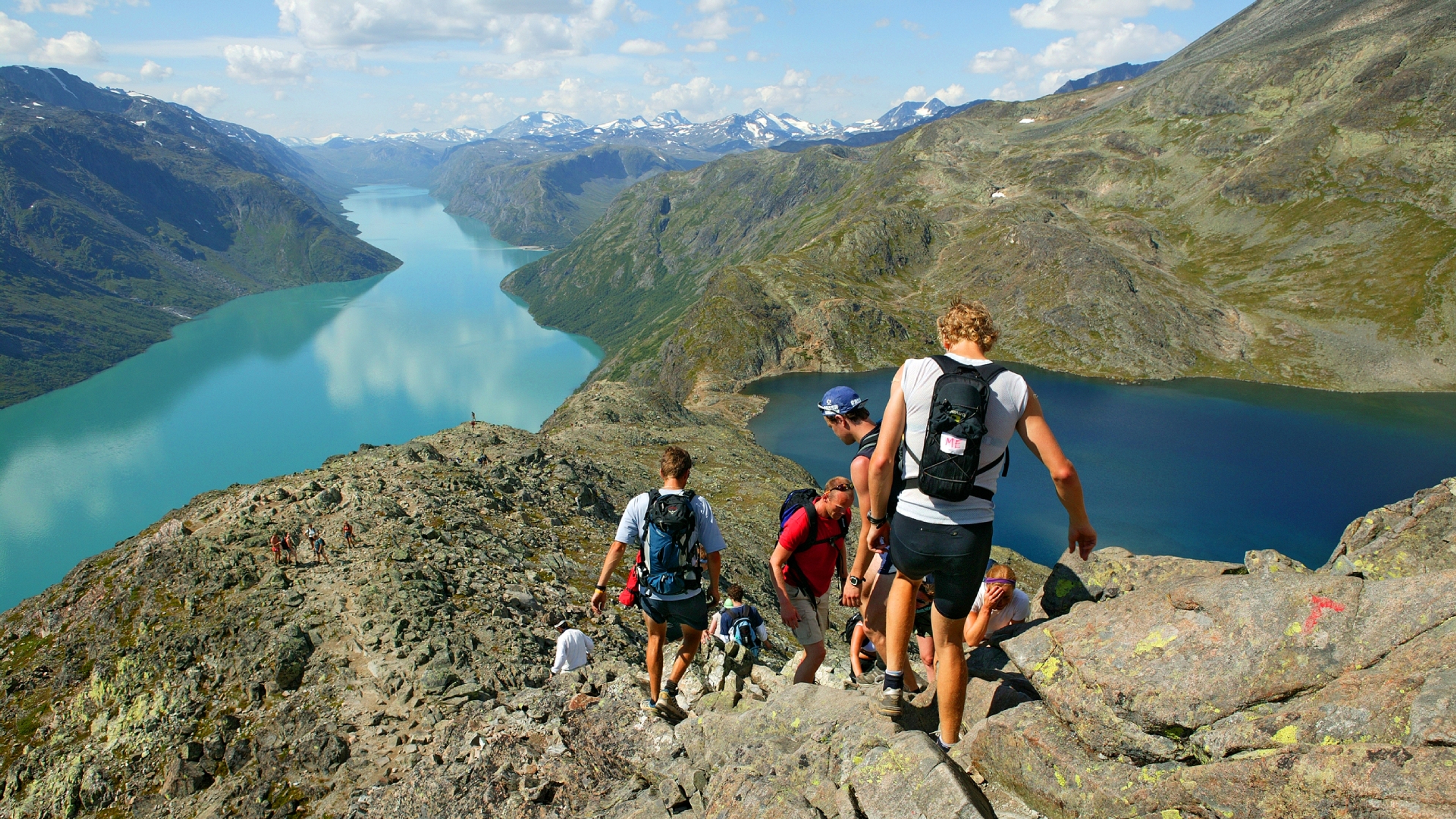 Friends walking the Besseggen ridge