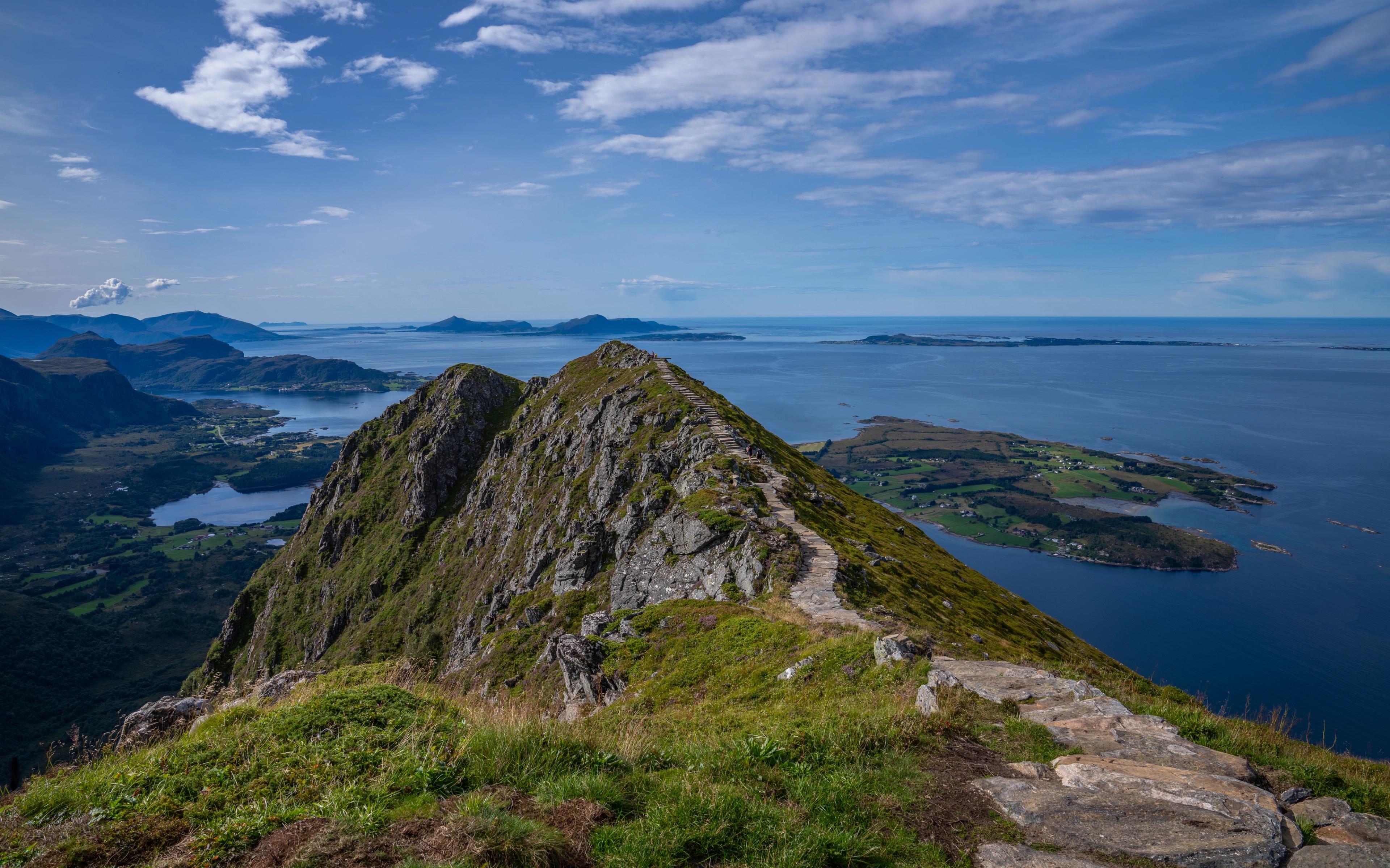 The Midsundtrappene stairs to Rørsethornet in Molde in Northwest, Fjord Norway