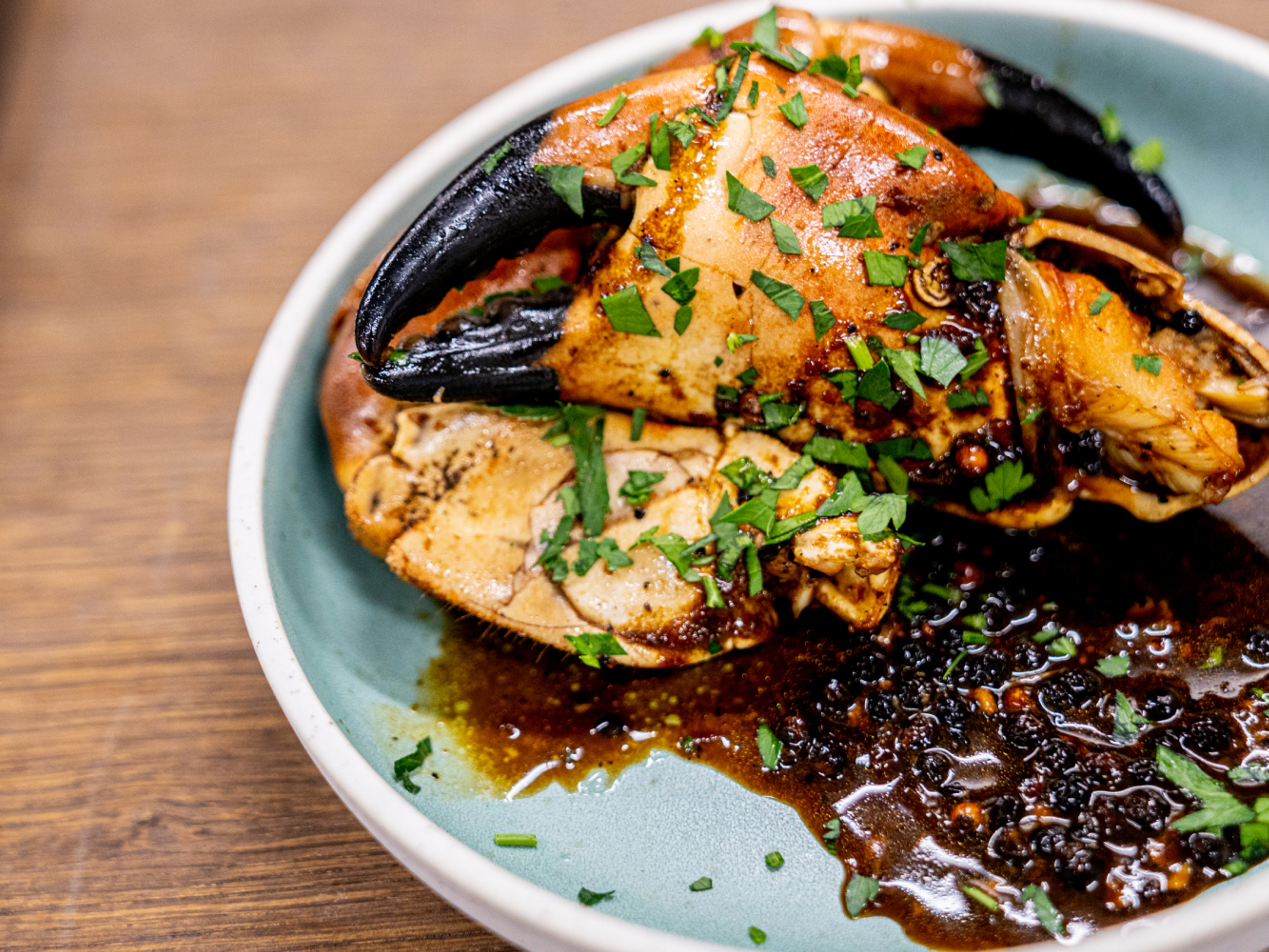 Peppercrab on plate, from Hitra, Trøndelag