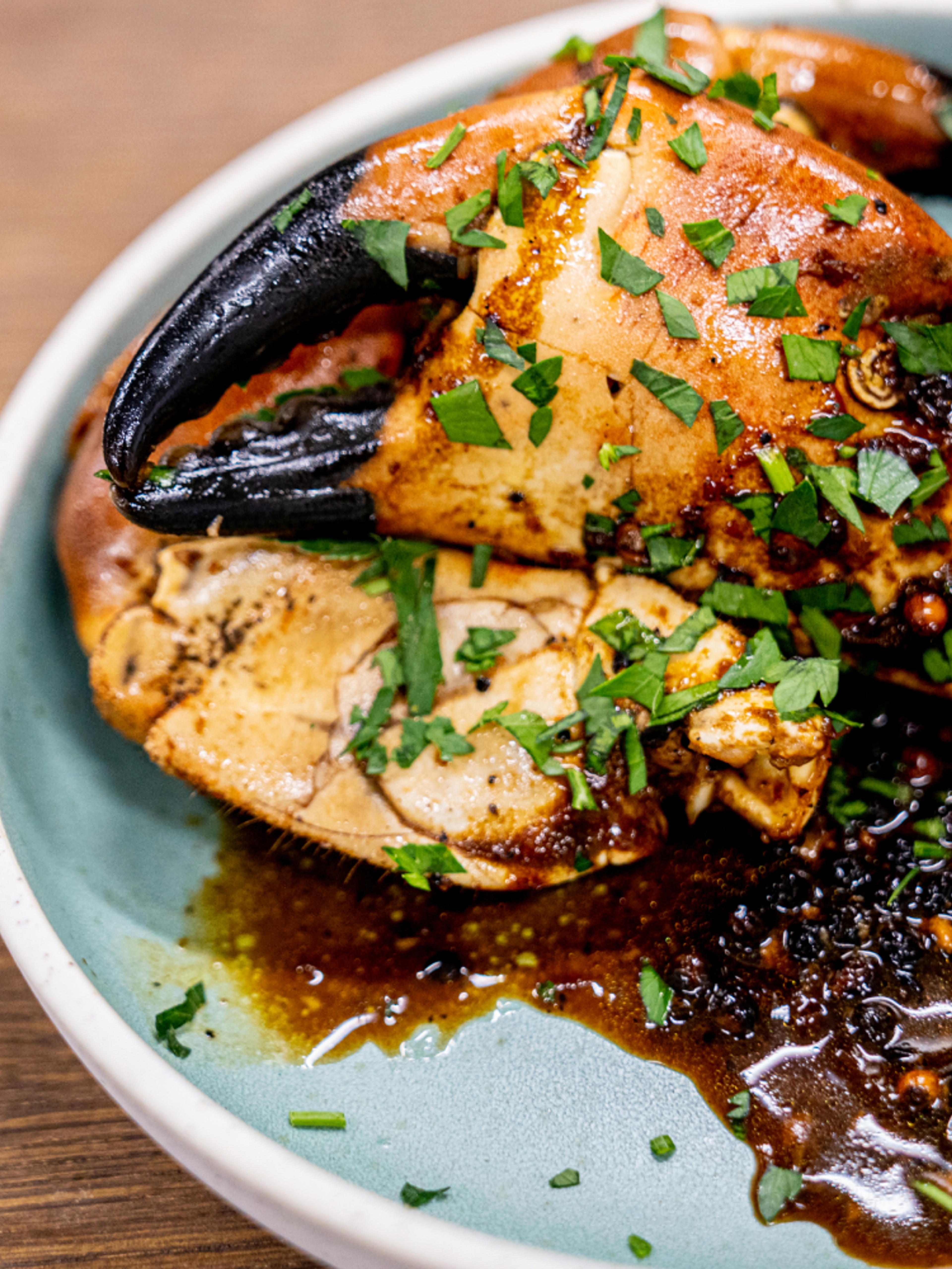 Peppercrab on plate, from Hitra, Trøndelag