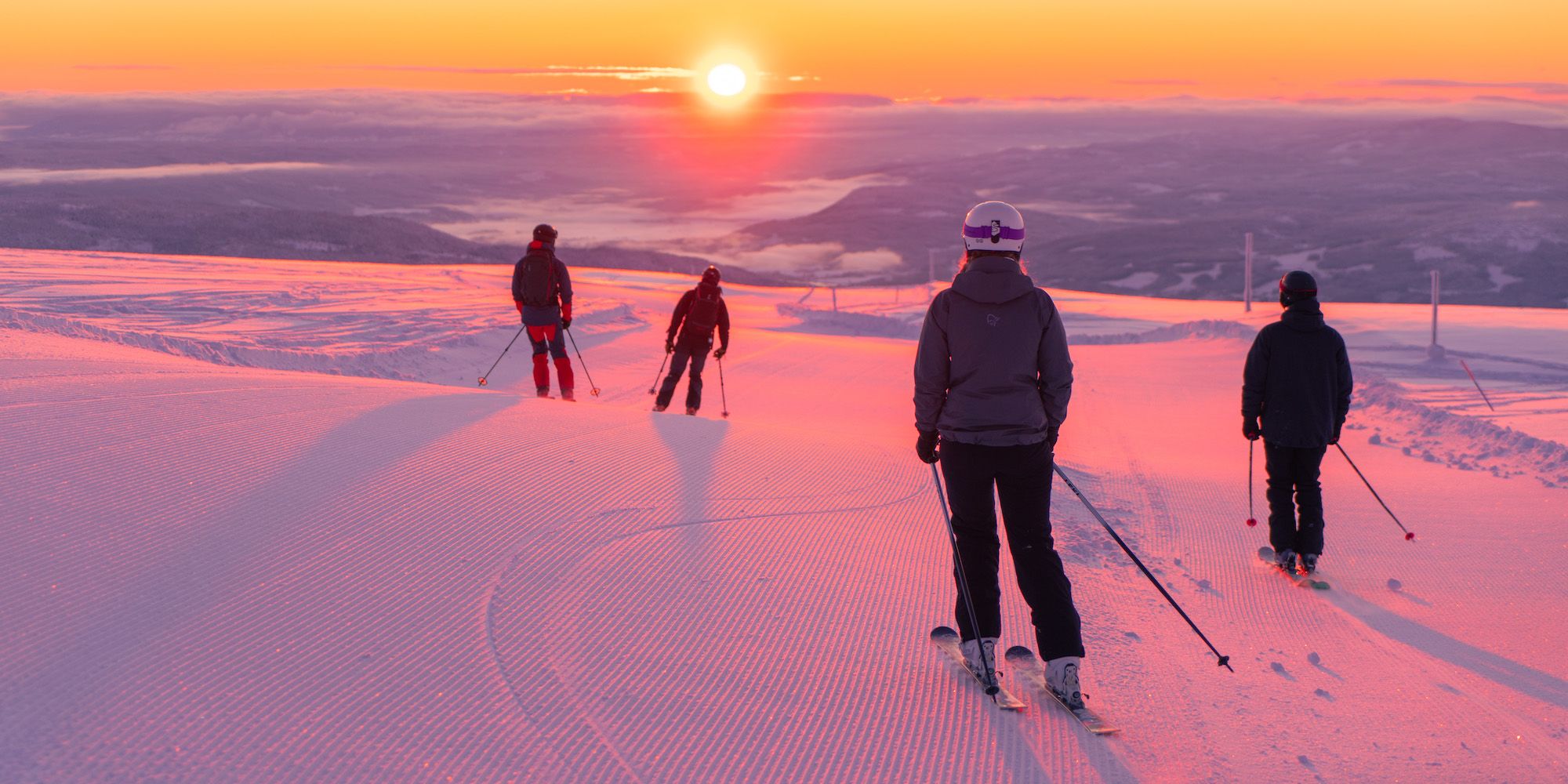 Beautiful winter sun in Norefjell Ski Resort, Eastern Norway