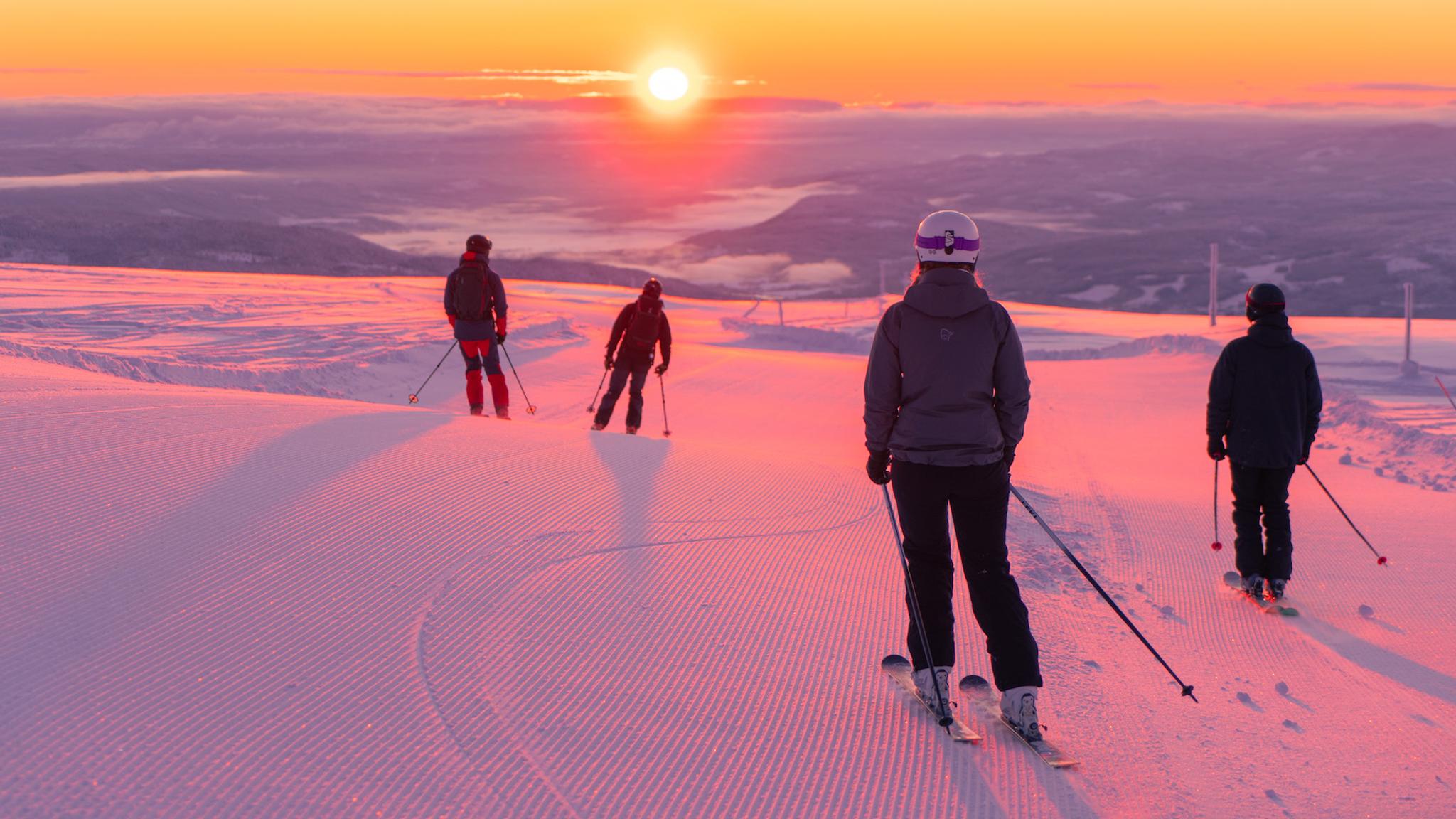 Beautiful winter sun in Norefjell Ski Resort, Eastern Norway