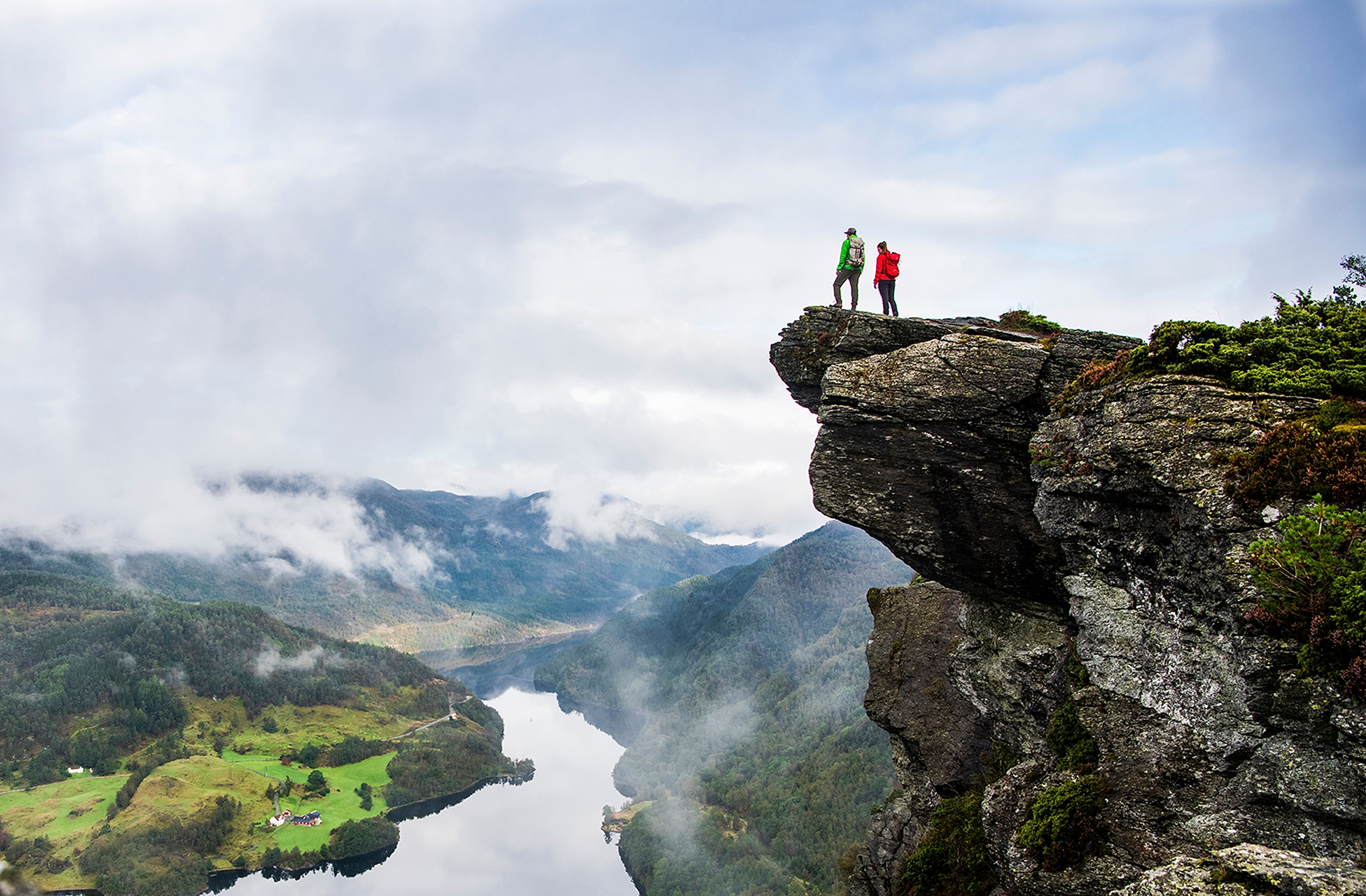 Hikers on Himakånå in Haugalandet, one of the top hikes in Fjord Norway
