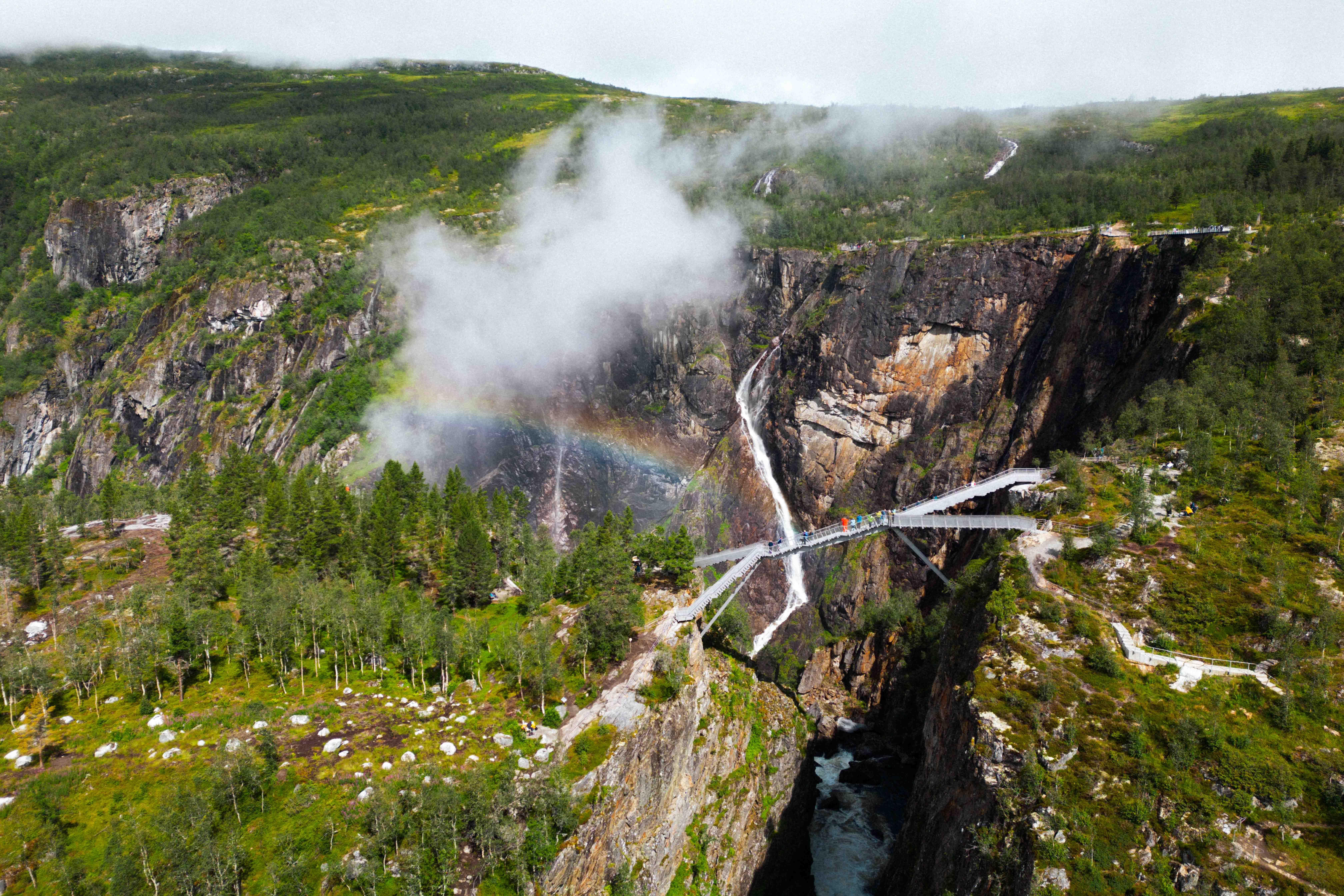 An overview of waterfalls and a viewing plattform