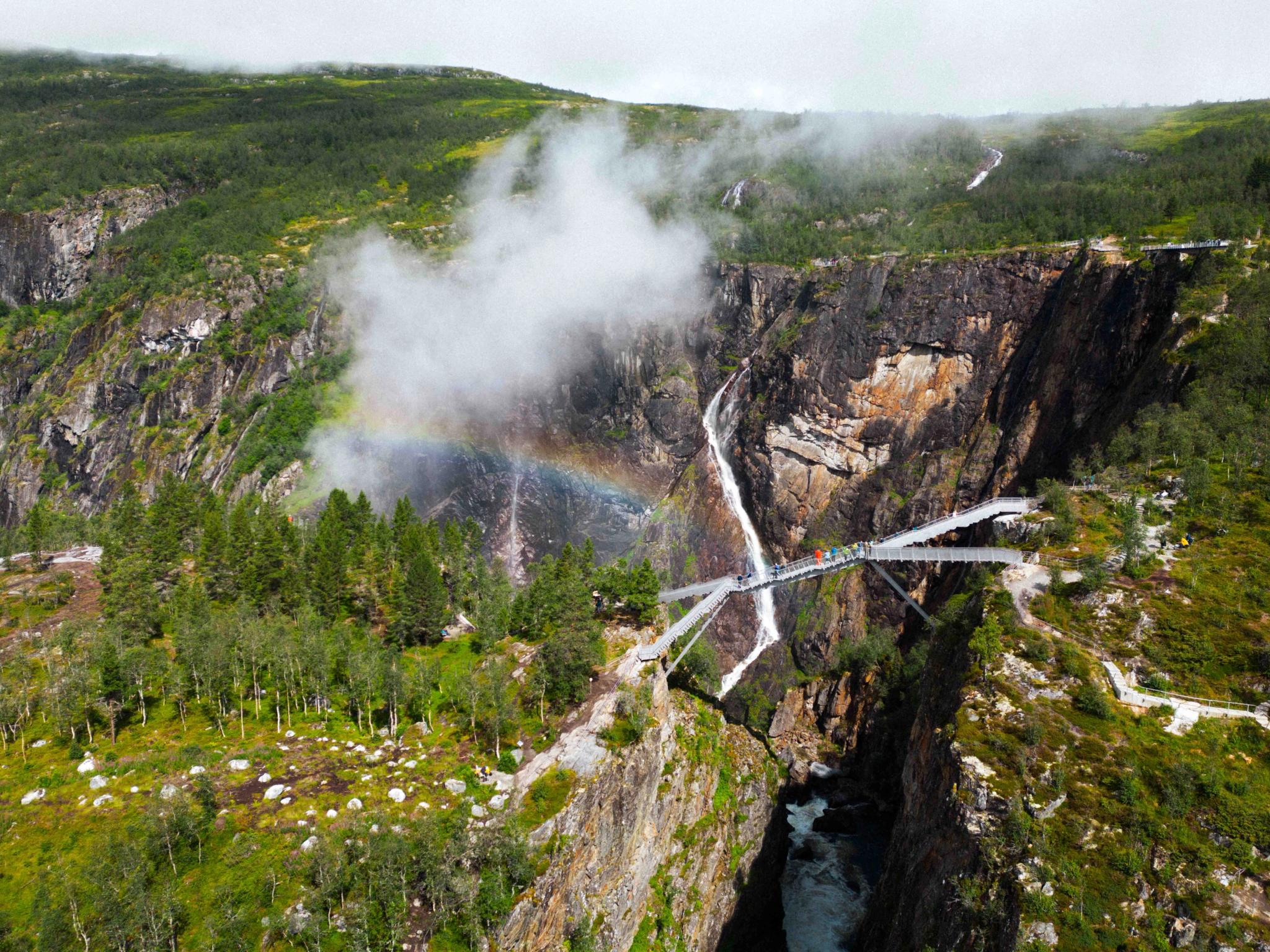 An overview of waterfalls and a viewing plattform