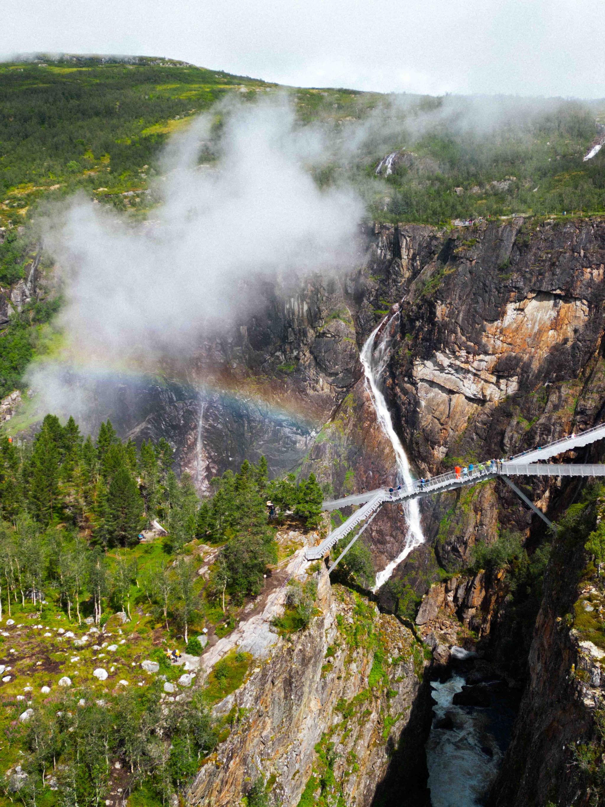 An overview of waterfalls and a viewing plattform