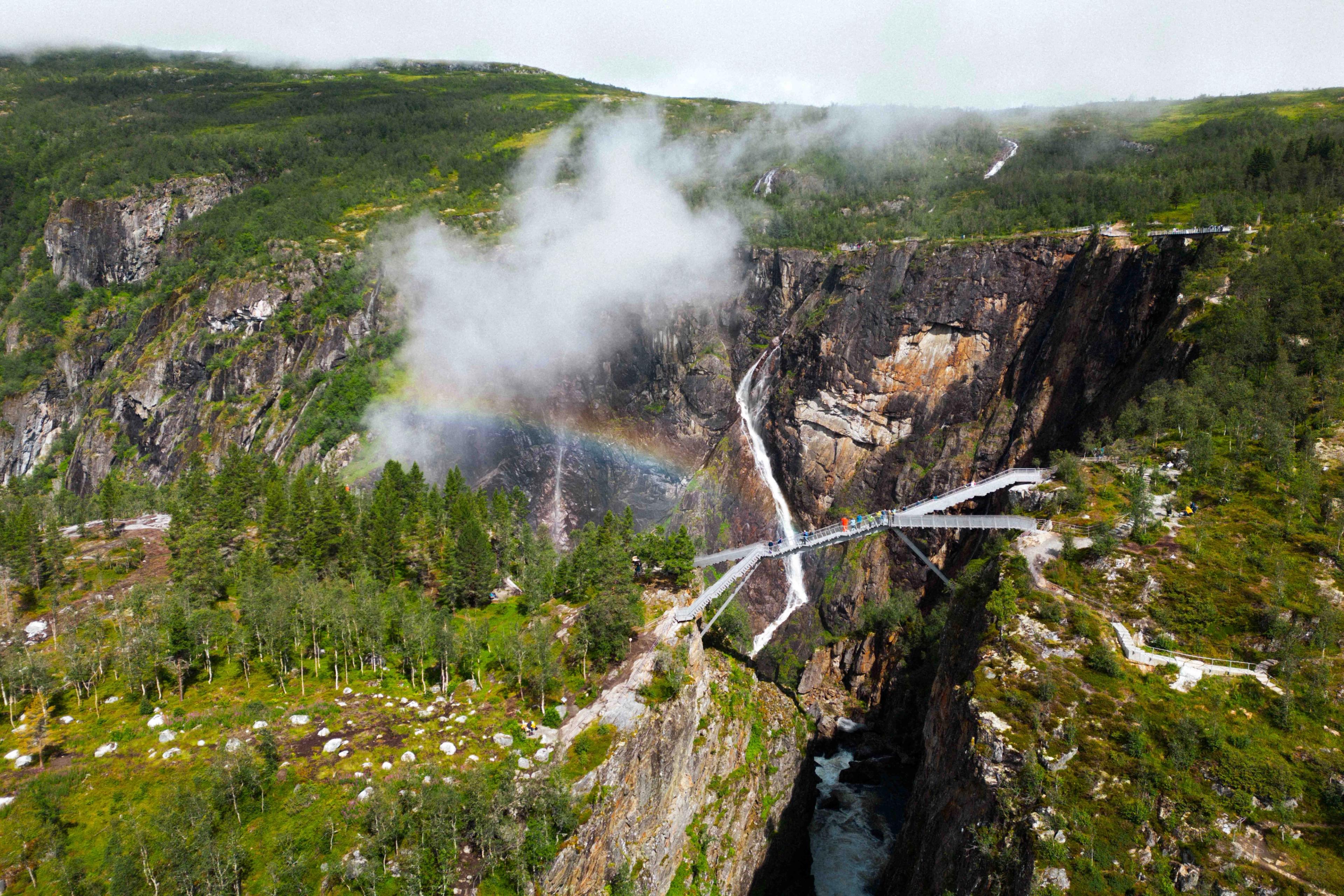 An overview of waterfalls and a viewing plattform