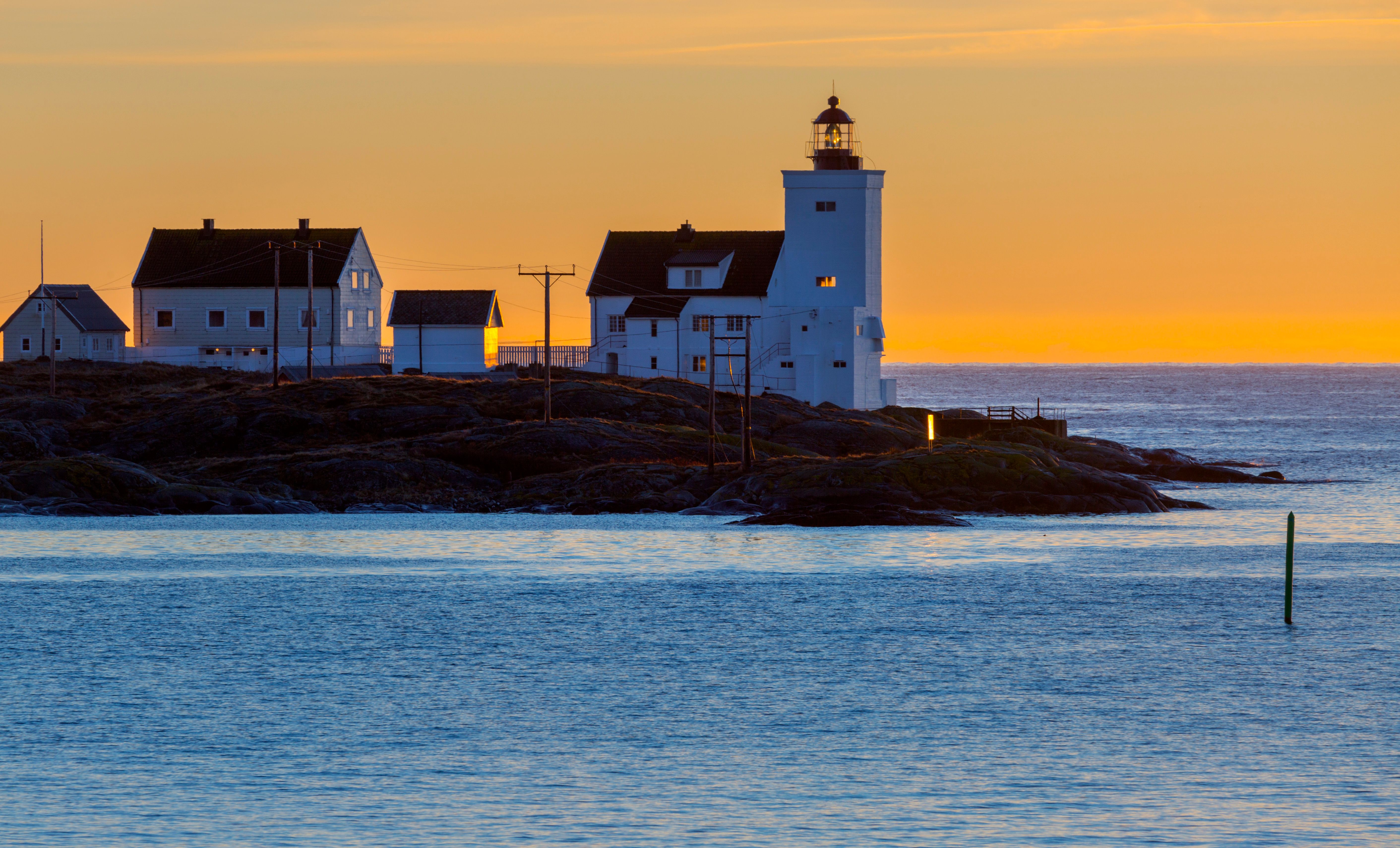 Homborsund Lighthouse outside of Grimstad, Southern Norway.