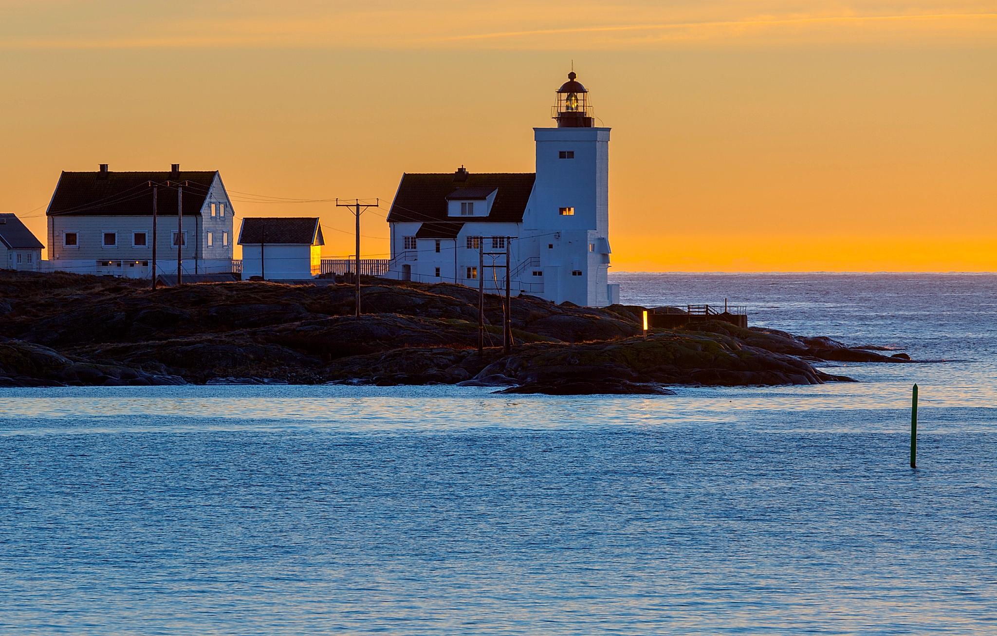 Homborsund Lighthouse outside of Grimstad, Southern Norway.