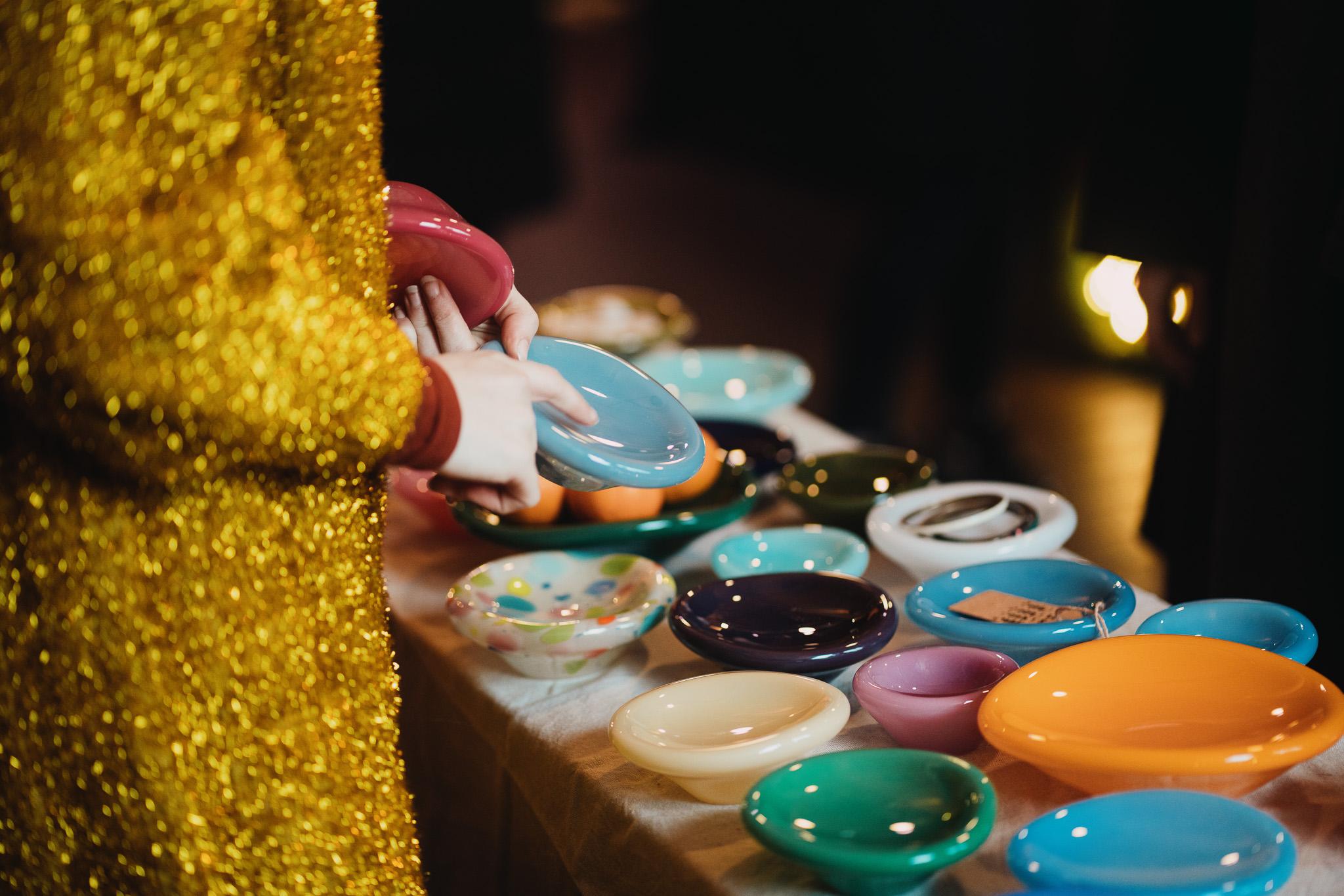 Handmade colorful ceramics at the Christmas Market at SALT, Oslo