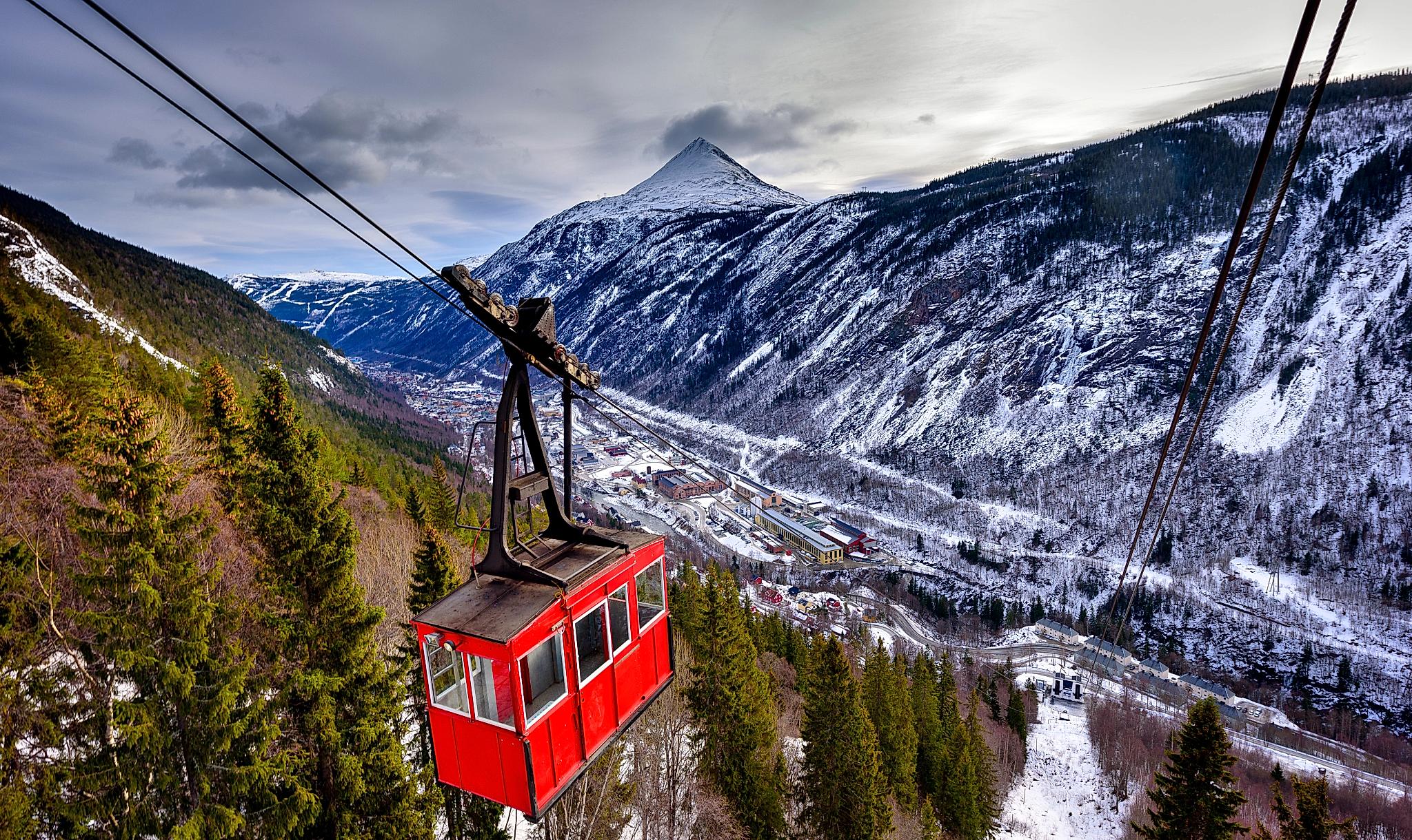 Téléphérique Krossobanen à Rjukan, dans le Telemark, en Norvège de l'Est
