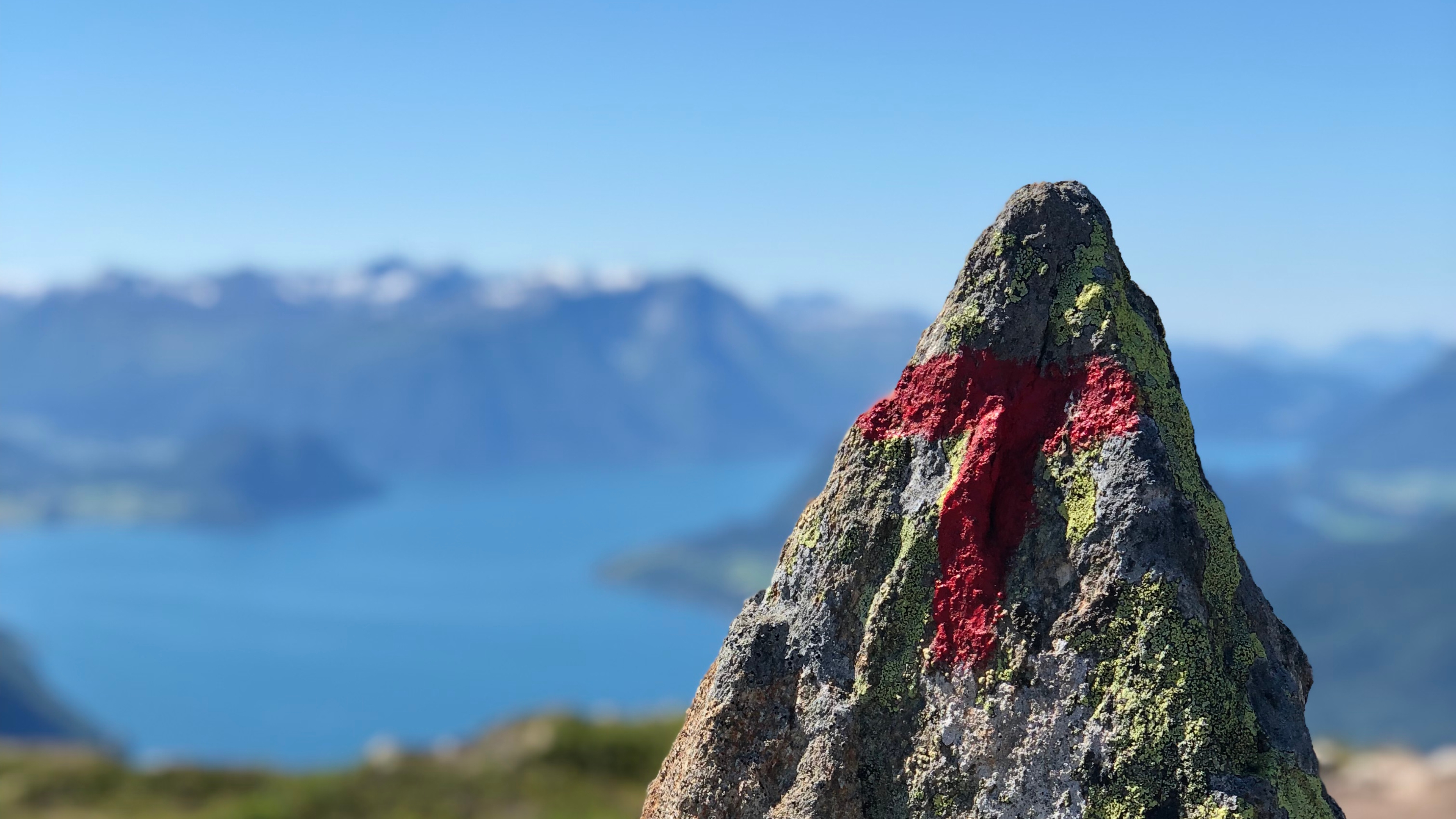 A DNT rock, Romdsalseggen, Fjord Norway