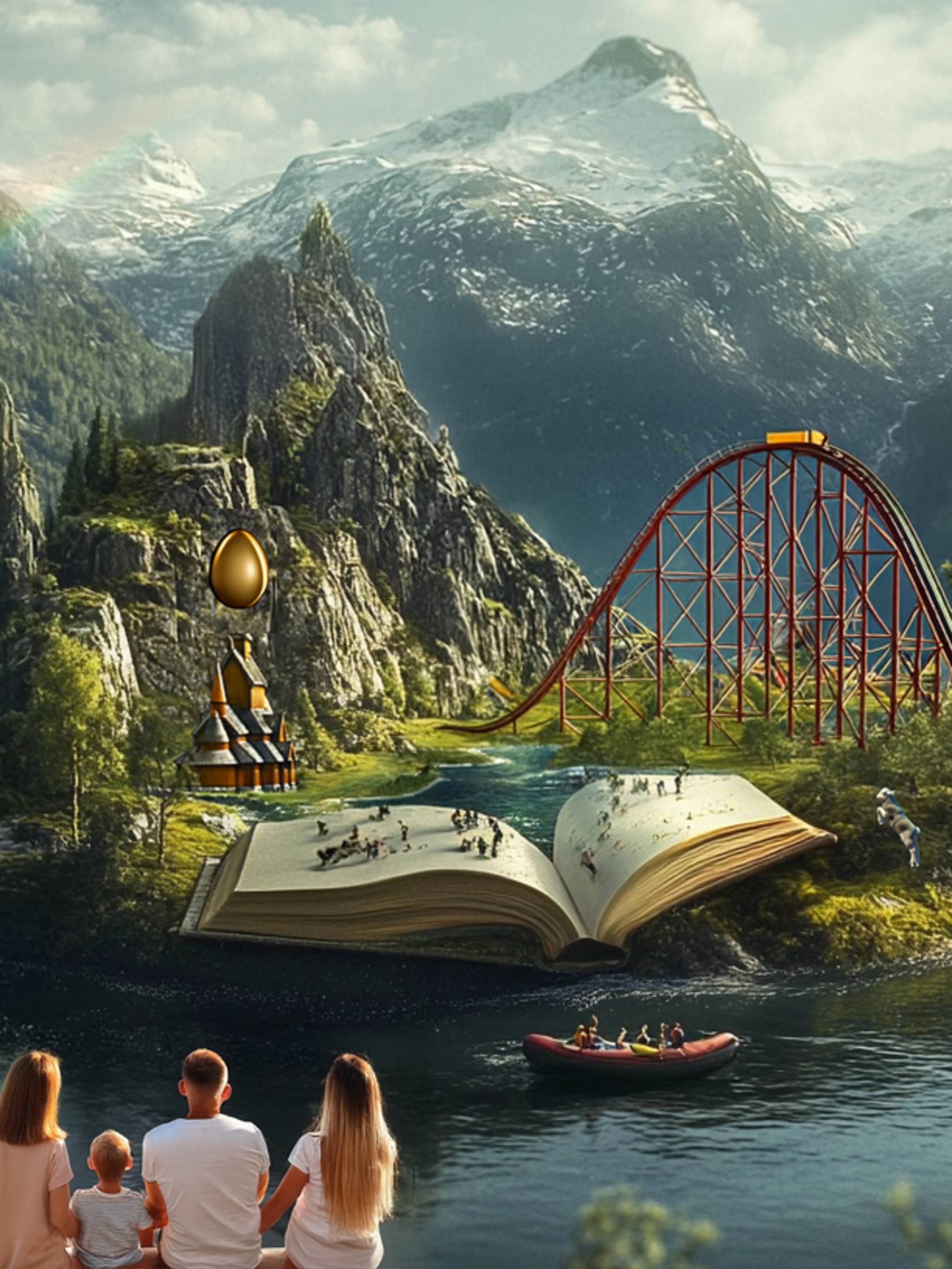 Stillbilde av en bil som kjører inn i en virtuell verden for Fairytale Finder-appen